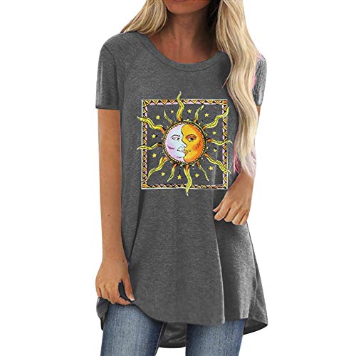 Clio's Women's Flowy Short Sleeve Tops - Oversized Tunic Graphic Tees & Pleated Blouses for Summer | Casual Wear, Beach Outfits, Vacation Style
