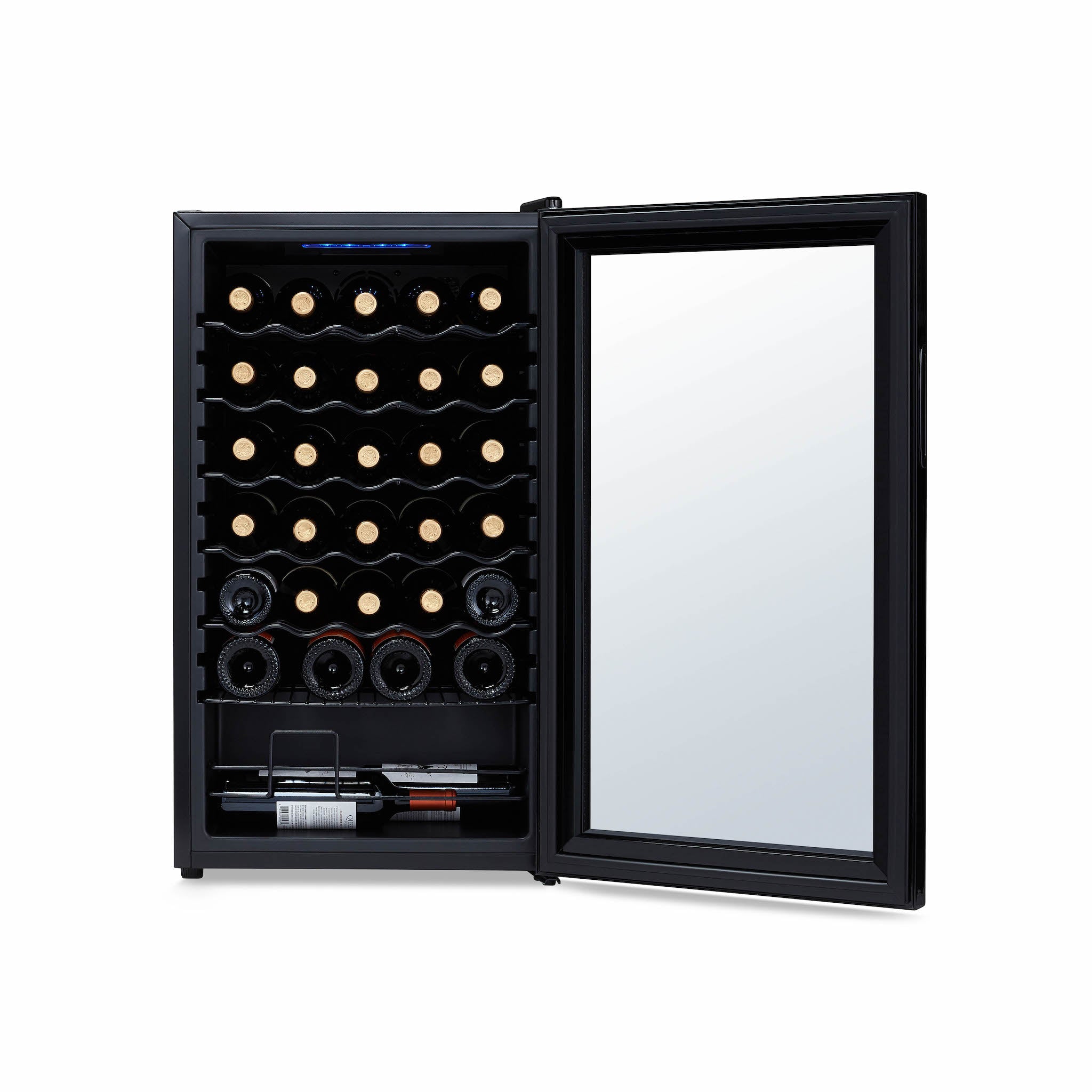Newair® 34 Bottle 18.7 Cu. Ft. Black Freestanding Wine Cooler Refrigerator - Perfect for Home Bars, Restaurants, and Wine Cellars
