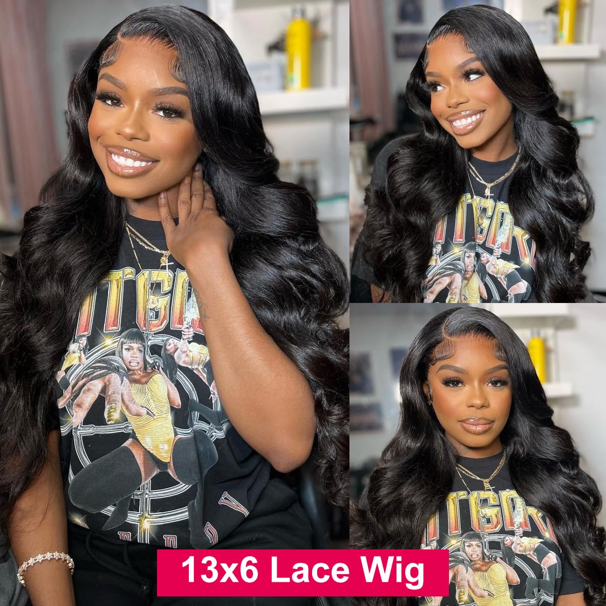 13x6 Body Wave Lace Front Human Hair Wigs - Pre Plucked Glueless Brazilian Virgin Hair Wig with HD Lace for Women (34 Inch) - Perfect for Daily Wear, Parties & Special Occasions