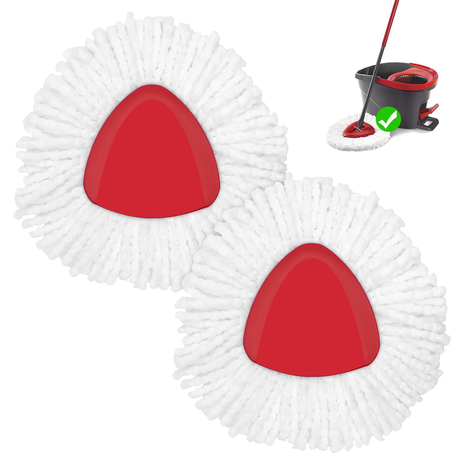 2 Pack Spin Mop Replacement Heads Compatible with Oceda EasyWring 1 Tank System - Thick Microfiber Pads for Deep Cleaning, Machine Washable & Easy to Install - Perfect for Hardwood, Tile, and Laminate Floors