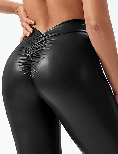 #15 V Back Ruched Leggings-black