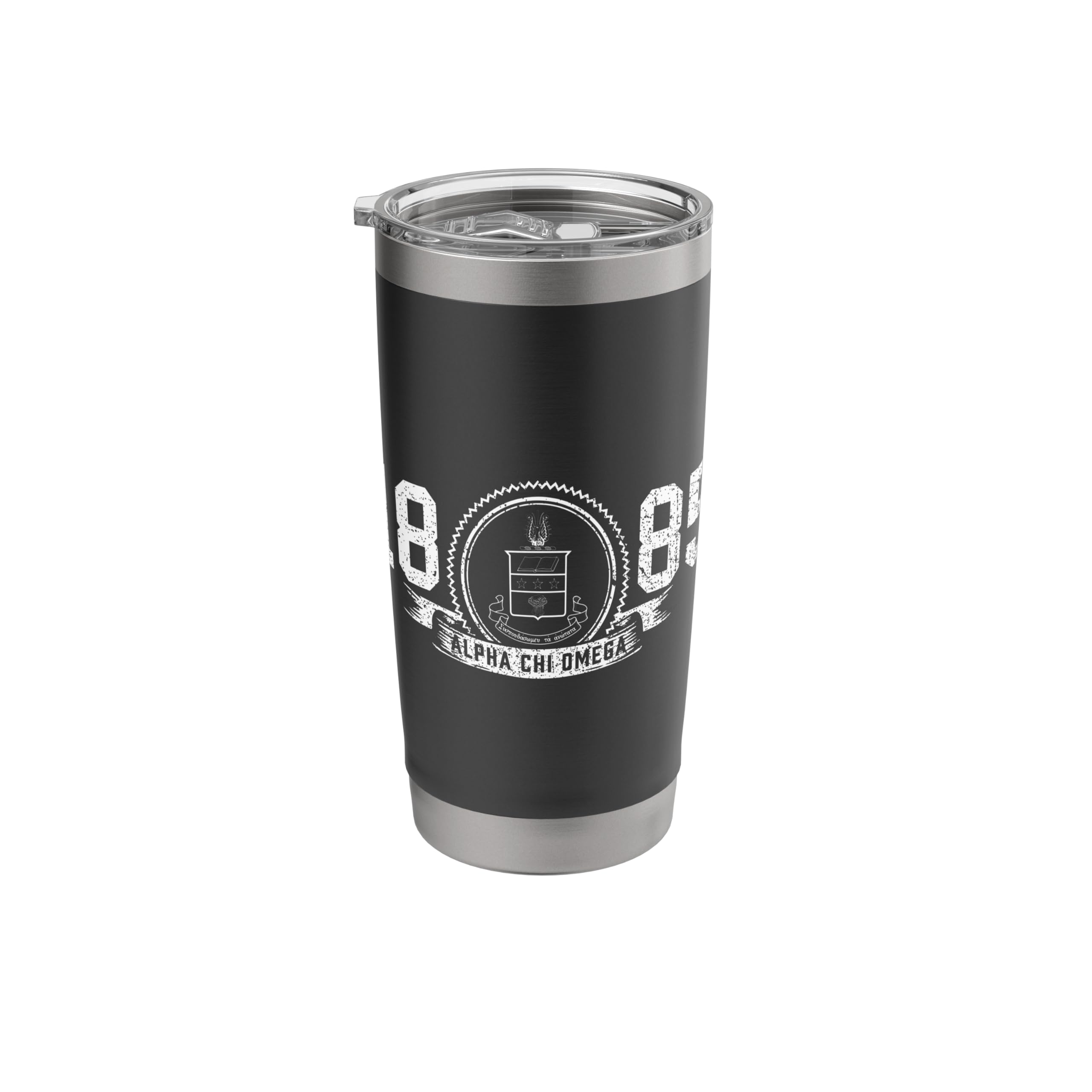 Alpha Chi Omega 1885 Sorority Stainless Steel Insulated Tumbler - 20oz A-Chi-O Greek Letter Design Vacuum Insulated Cup for Hot & Cold Drinks - Perfect for Sorority Events, College Campus & Daily Use