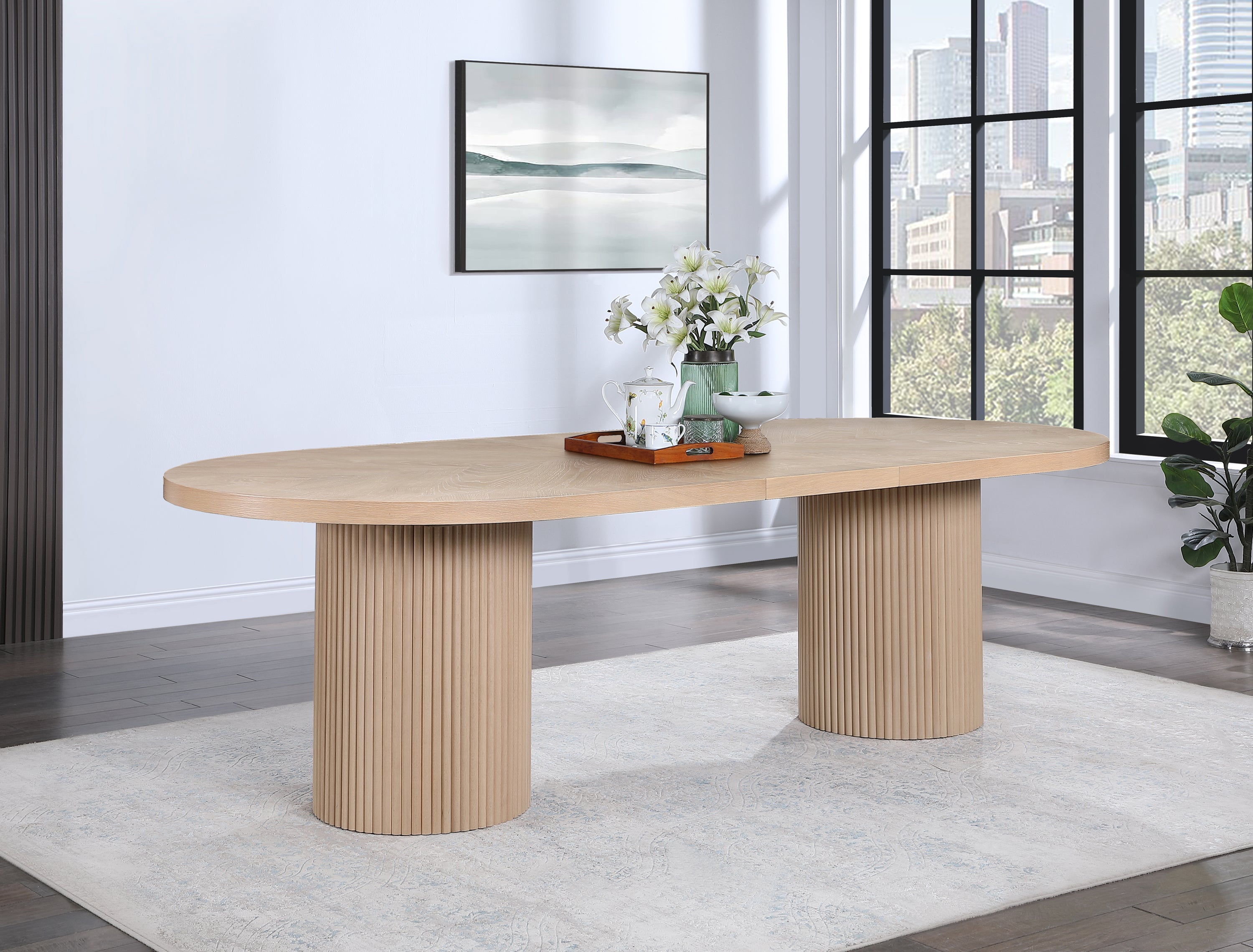 Belinda Solid Oak Dining Table - Rustic Farmhouse Style - 3-Piece Set for Kitchen & Dining Room - Perfect for Family Gatherings & Dinner Parties
