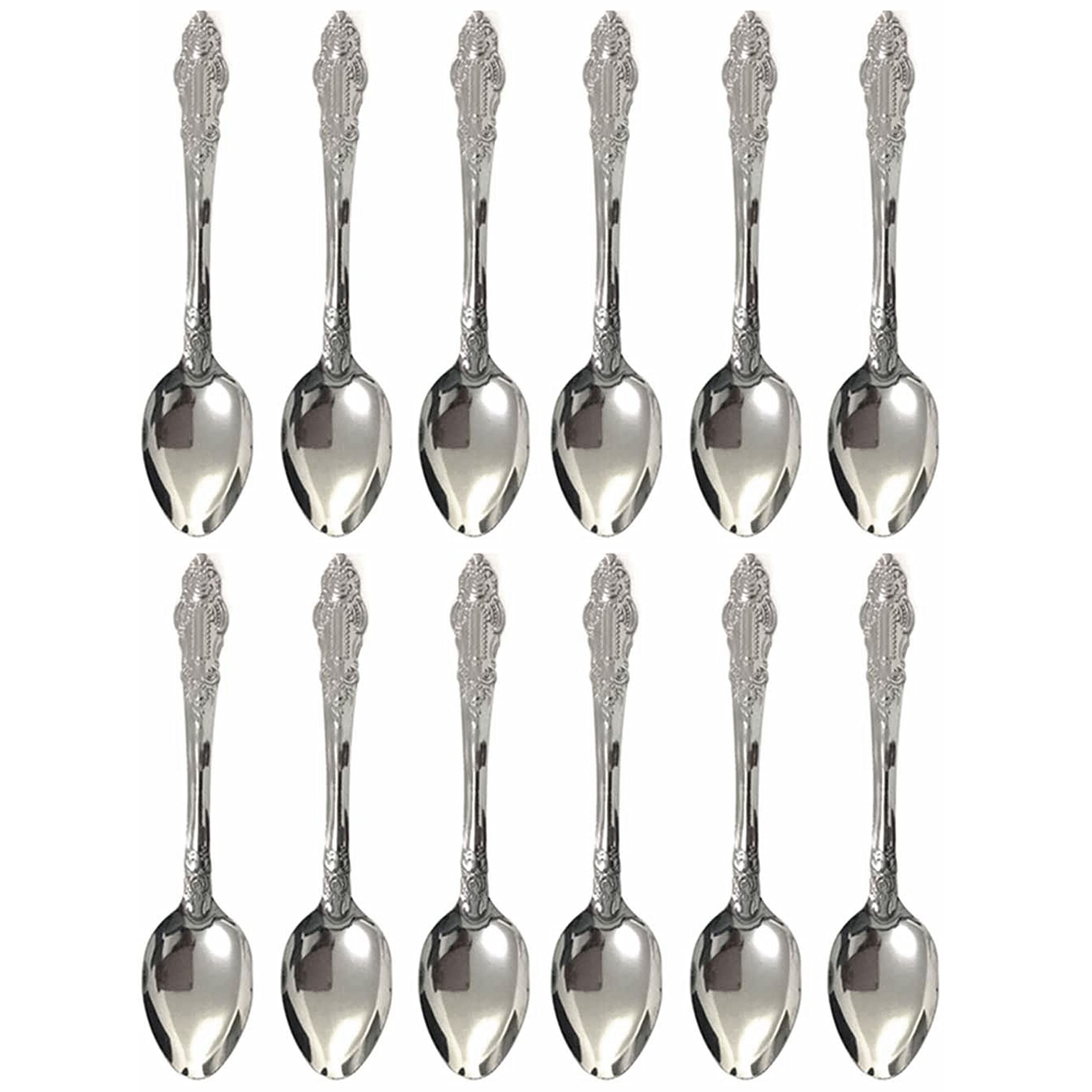 12-Piece Stainless Steel Dinner Spoon Set - Elegant Silverware for Soup, Dessert & Everyday Dining - Durable Flatware Cutlery for Restaurants, Home & Party Use