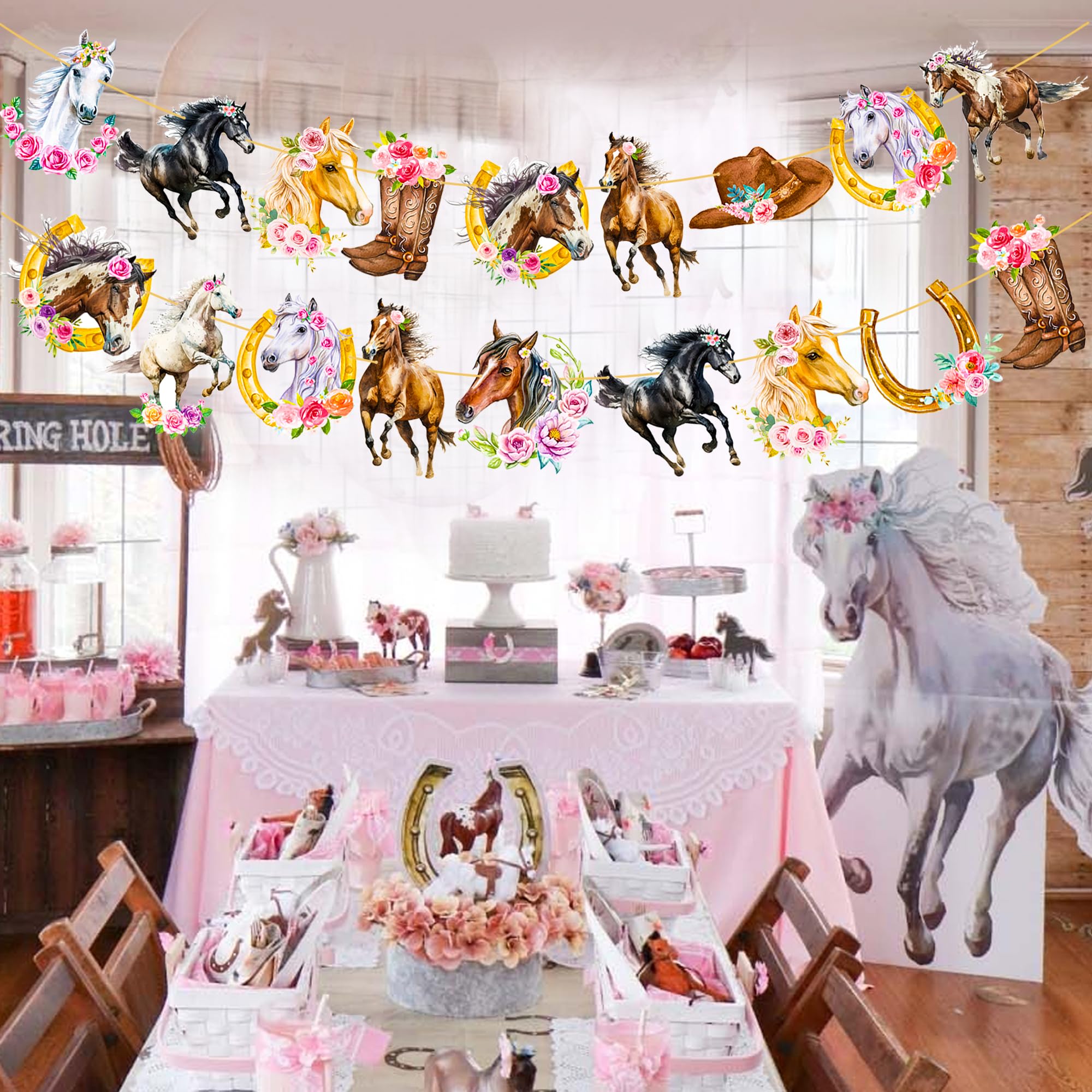 Western Cowgirl Party Decorations - 2pcs Cowgirl Banner Set for Horse Birthday Party, Baby Shower & Country Themed Events | Perfect for Western Decor, Cowgirl Birthday Party Supplies & Rustic Home Decorations