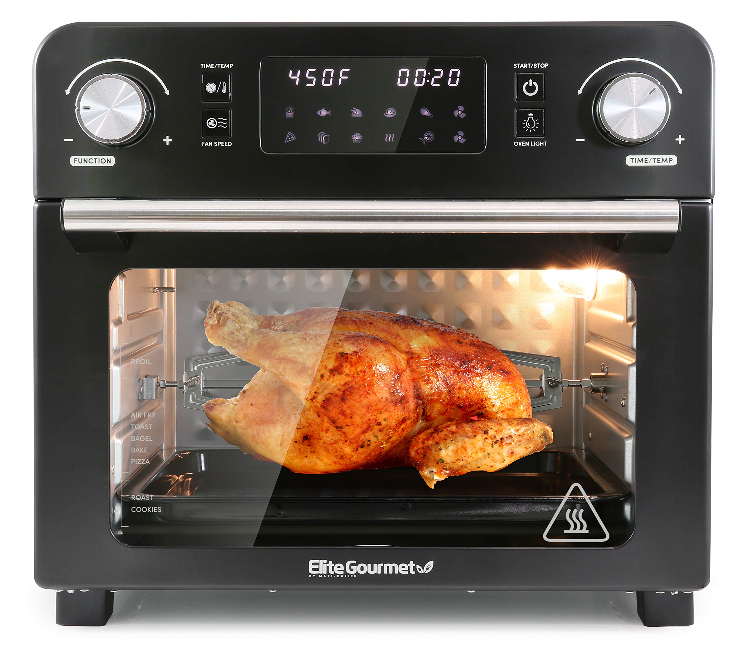 Elite Gourmet EAF9310 24.5 Quart Digital Air Fryer Oven - Oil-Free Convection Cooker for Healthy Frying, Baking, Roasting & Grilling - Large Capacity Fits 12