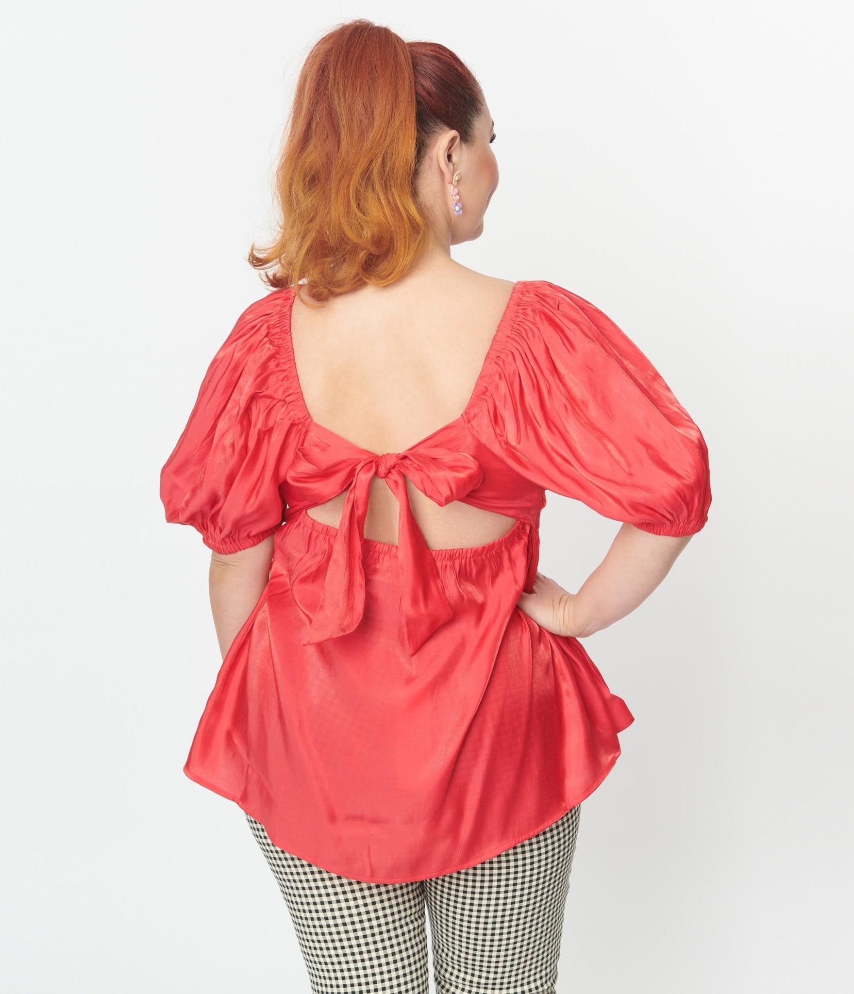 Plus Size Red Shimmer Babydoll Top - Sexy Lingerie for Women, Curve-Hugging & Comfortable - Perfect for Valentine's Day, Boudoir Photography, and Special Occasions