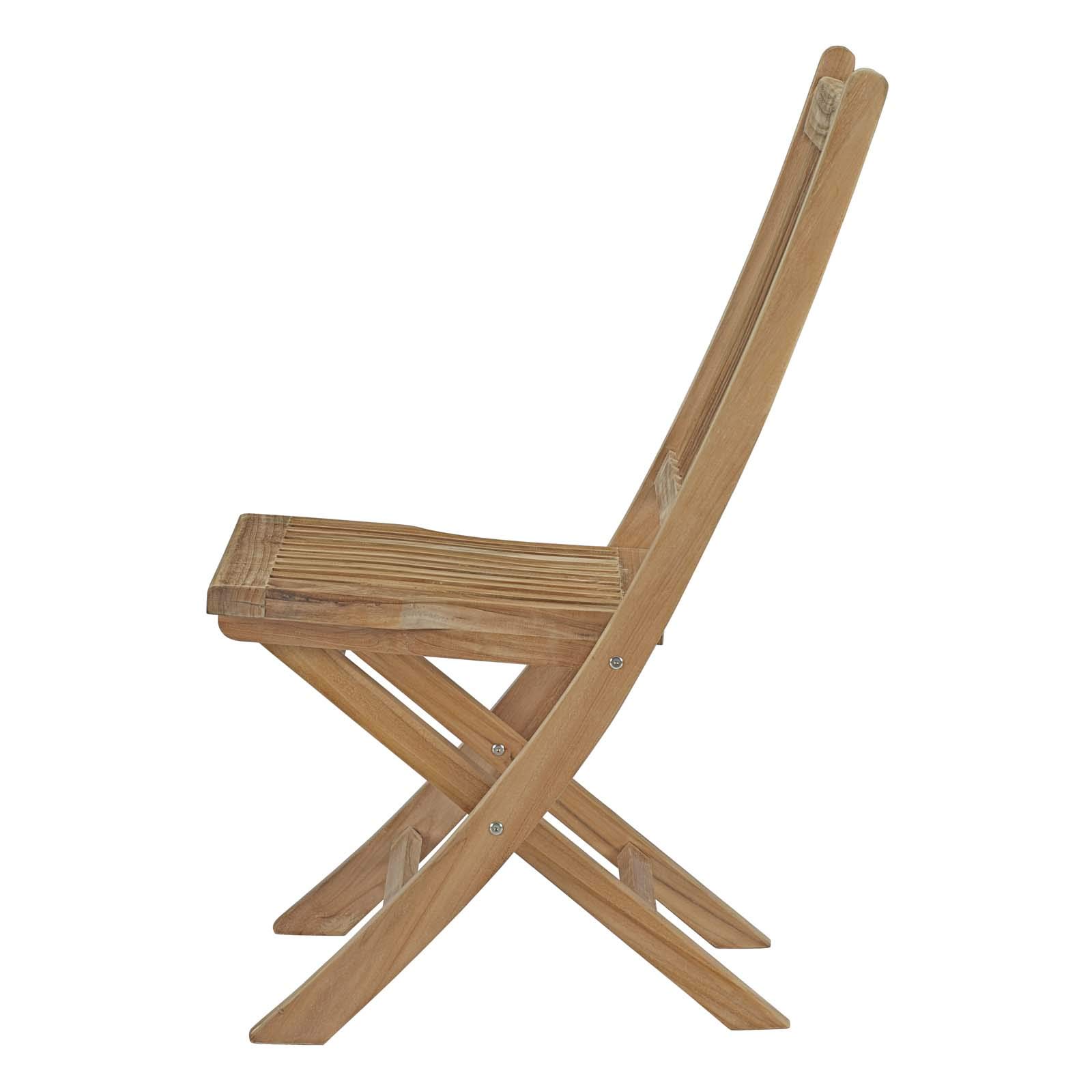 Modern Outdoor Patio Dining Set - Wooden Garden Side Table & Chairs for Balcony, Terrace, Backyard - Natural Finish for Relaxing & Entertaining
