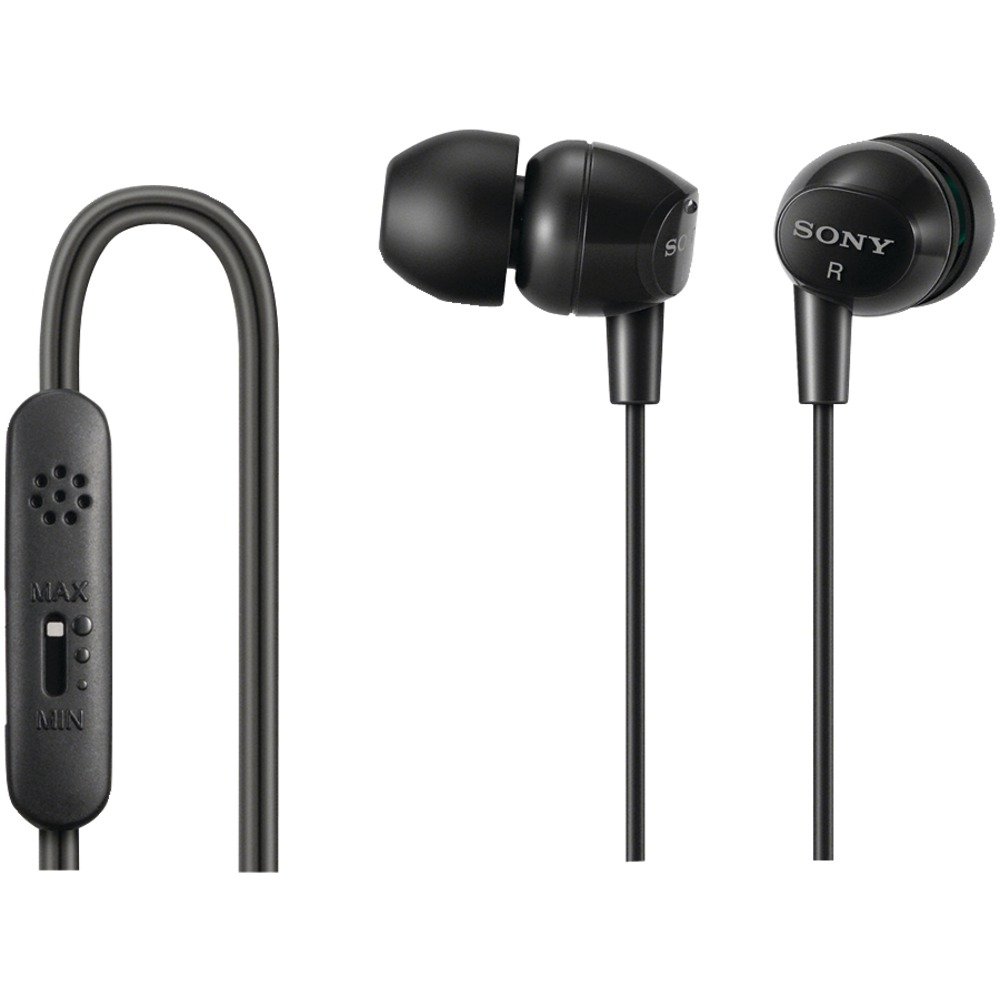 Sony DREX14VP Noise Cancelling In-Ear Headphones with Mic - Black Wireless Earbuds for iPhone Android Smartphones - Perfect for Commuting, Workouts & Travel