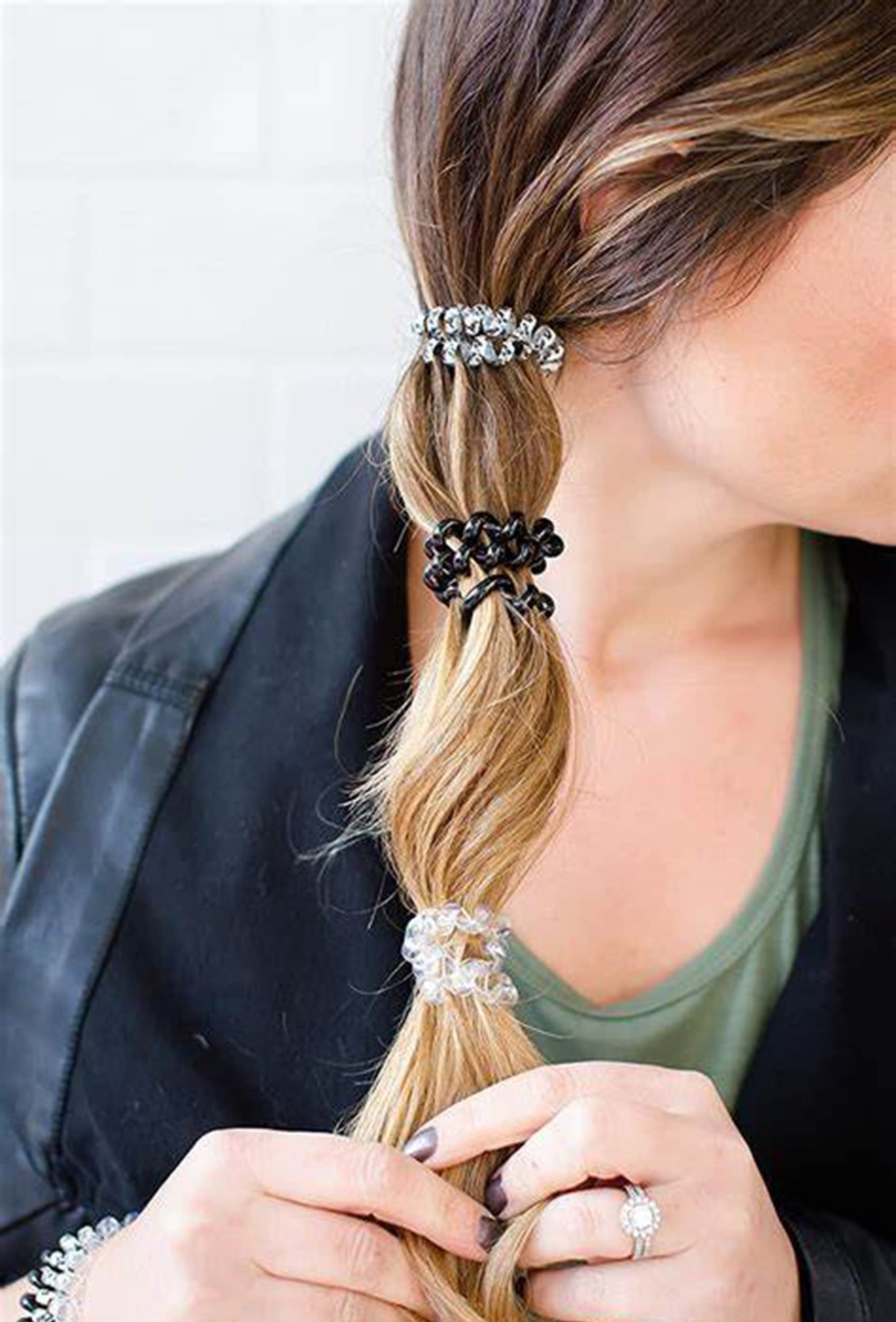 10 Pack Spiral Hair Ties for Women - Coil Hair Bands, Phone Cord Hair Ties, Wedding Bridesmaid Proposal Gifts (Silver) - Perfect for Everyday Use, Gym, Work, and Special Occasions