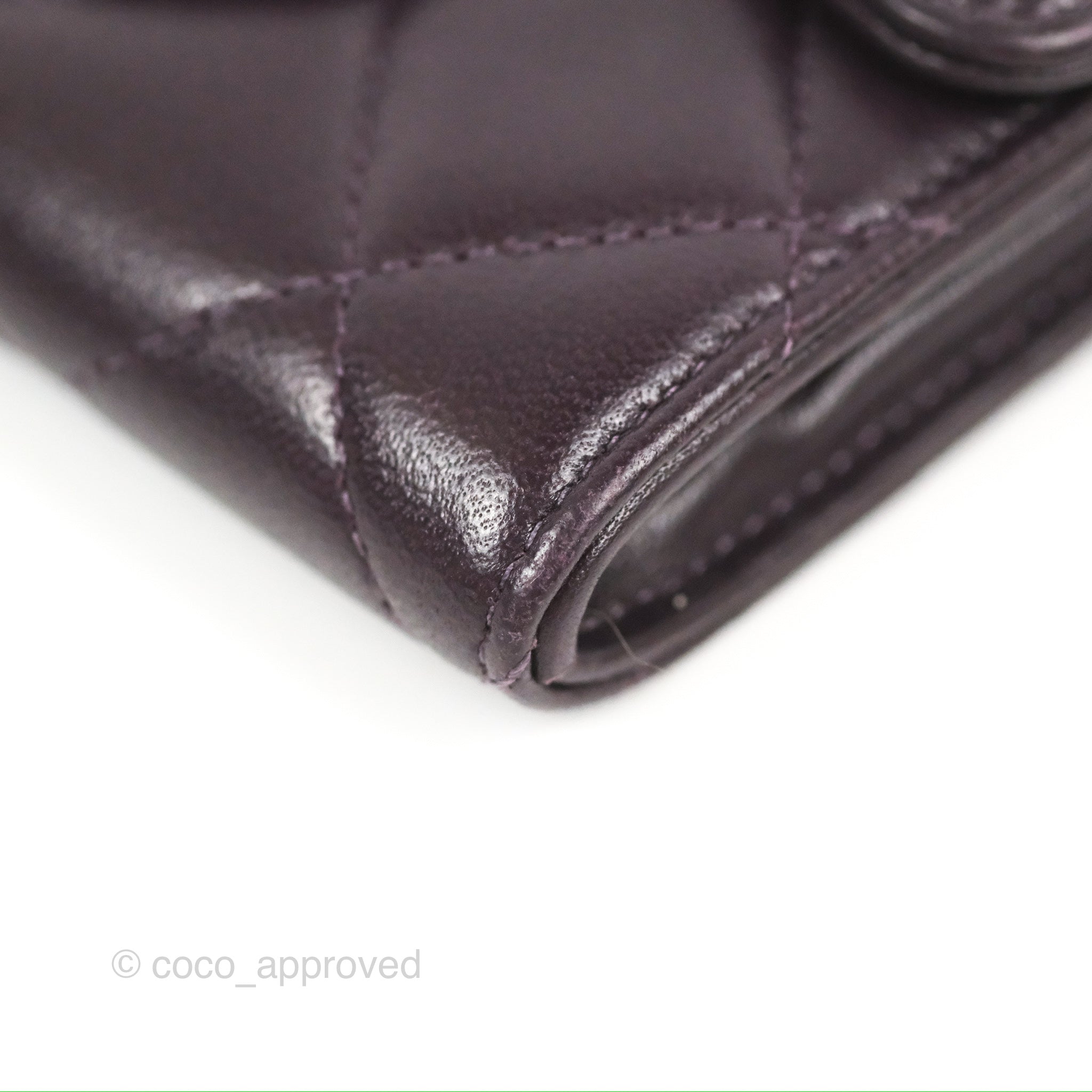Chanel Classic Flap Coin Purse - Dark Purple Lambskin Leather with Silver Hardware | Luxury Small Wallet for Women, Perfect for Parties & Evening Events