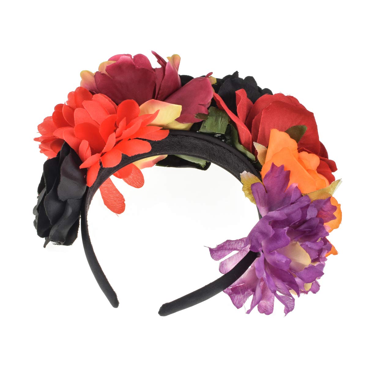 Vividsun Rose Flower Crown for Day of The Dead - Floral Headpiece for Women, Bridal Boho Festival Accessories - Perfect for Halloween, Dia de Muertos, Cosplay & Bohemian Weddings