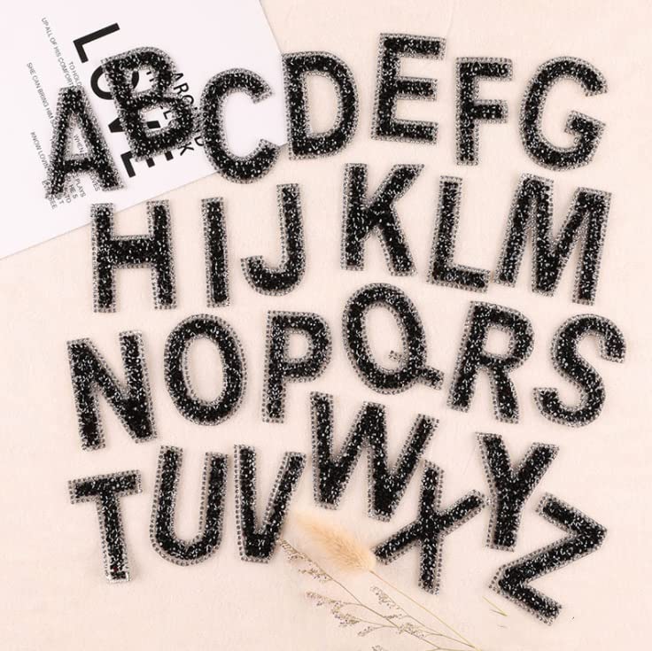 26 Pcs Glitter Rhinestone Alphabet Letter Stickers - Self Adhesive ABC A-Z Words Stickers for DIY Crafts, Scrapbooking, Journals & Home Decor (Black)
