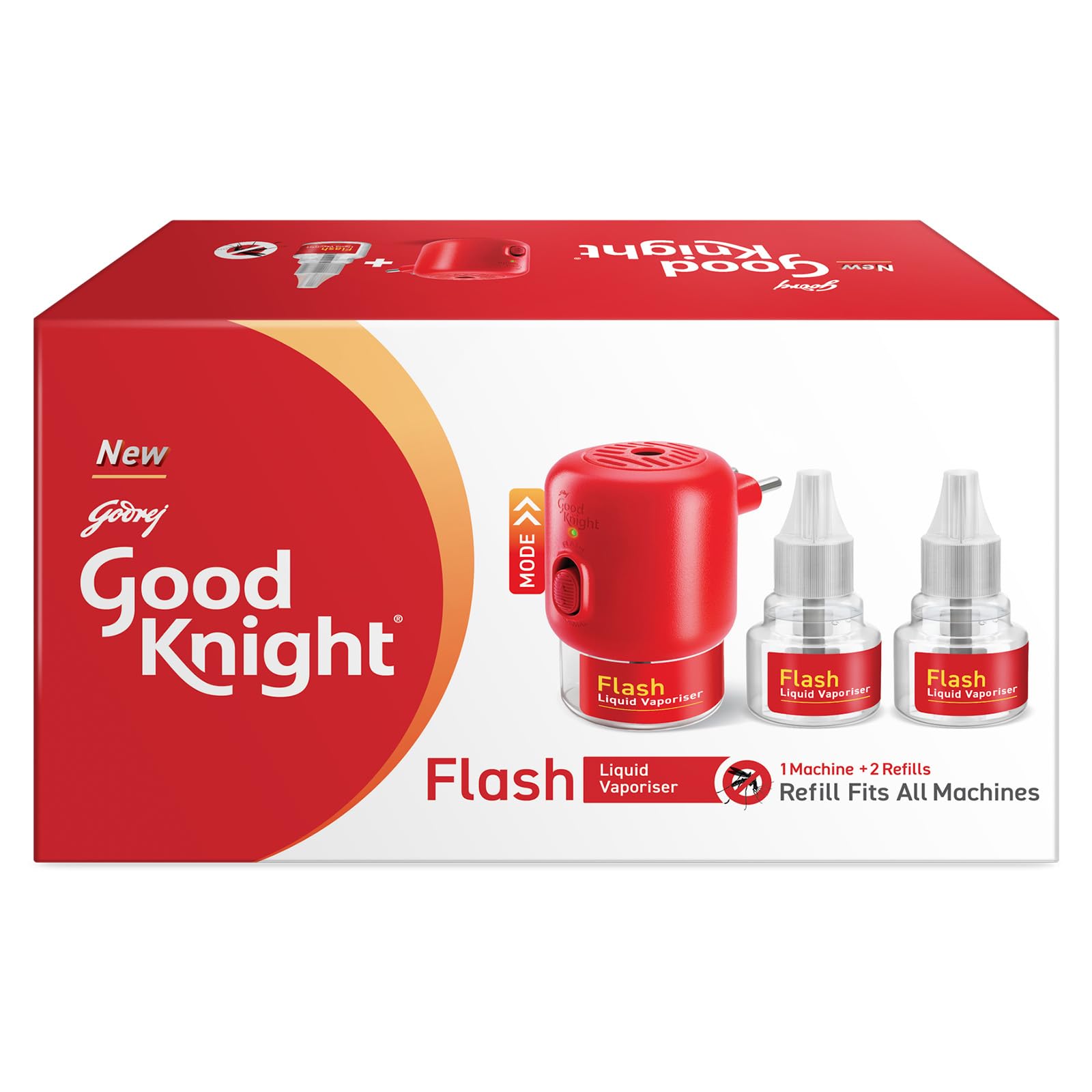 Good Knight Flash Liquid Vaporizer - Effective Mosquito Repellent Combo Pack with Machine & 2 Refills (45ml Each) | Indoor Pest Control for Home, Bedroom & Office Protection