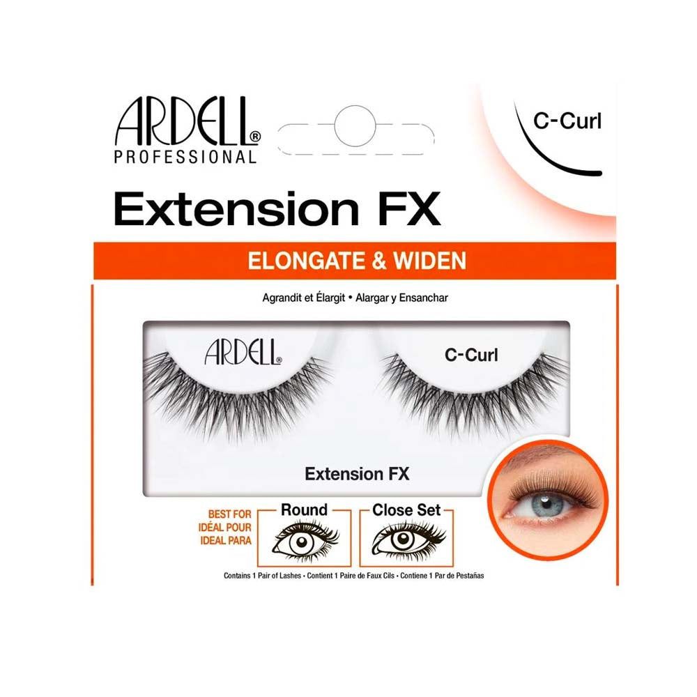 Ardell FX Extensions C Curl False Eyelashes - Natural Look, Voluminous & Fluffy for Dramatic Eye Makeup | Perfect for Parties, Weddings & Special Occasions