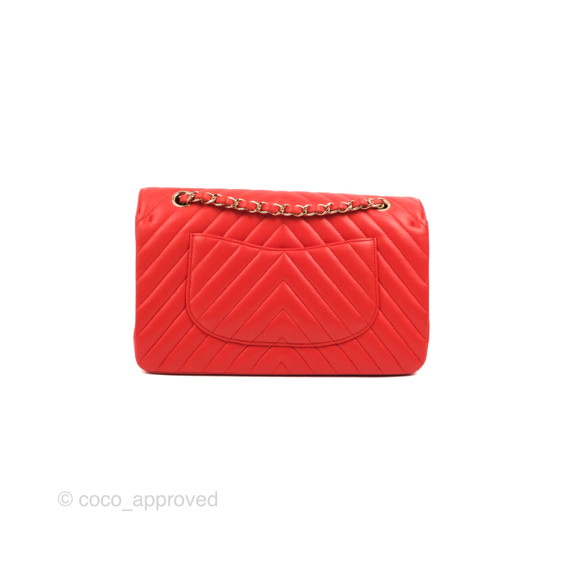 Chanel Classic Medium Flap Bag - Chevron Red Lambskin Leather with Gold Hardware | Luxury Designer Handbag for Women | Perfect for Date Night, Parties & Special Occasions