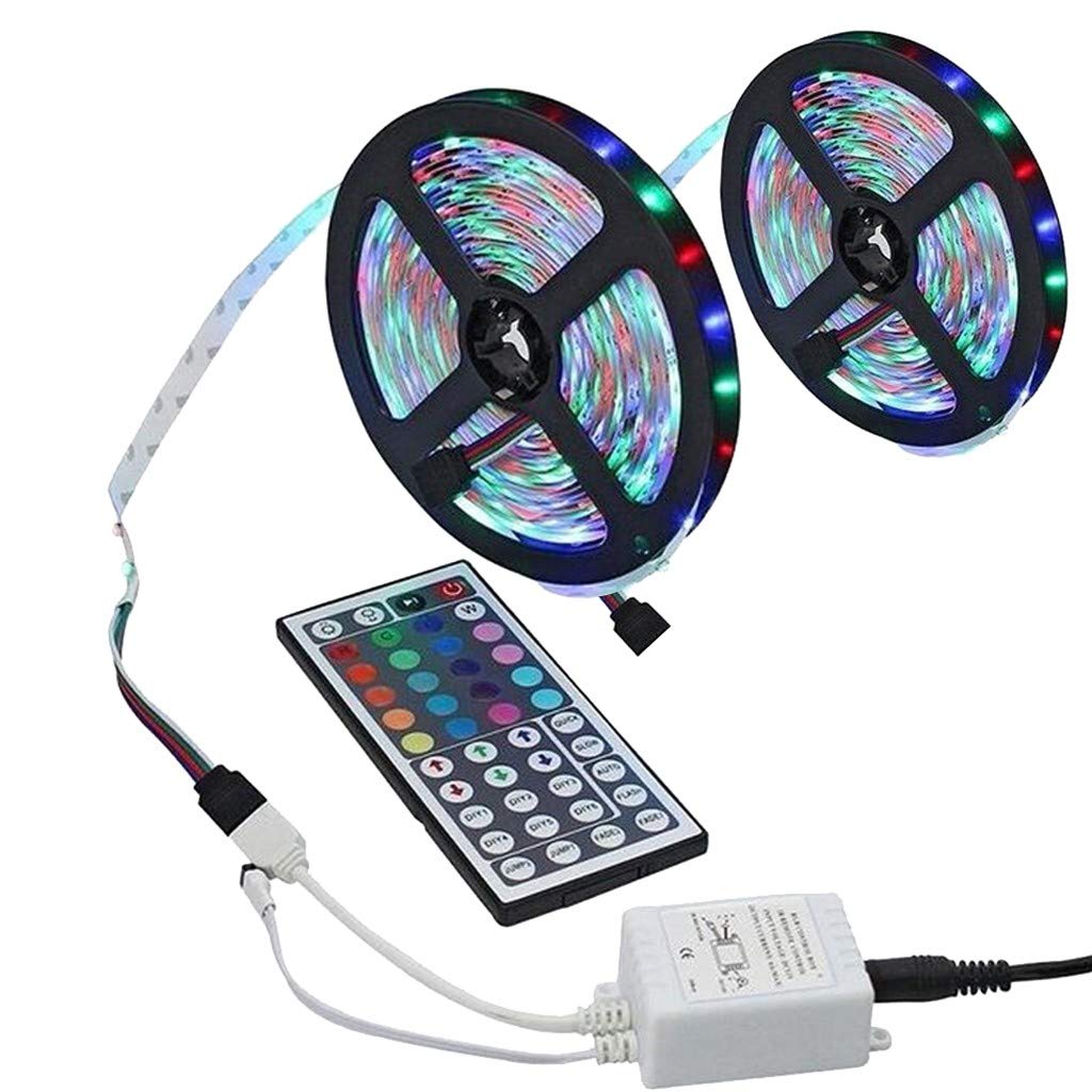 Selomore 16.4ft SMD Color Changing LED Strip Lights with Remote - RGB Flexible Light Strips for Bedroom, Kitchen, Party Decor - Indoor String Lights (Black)