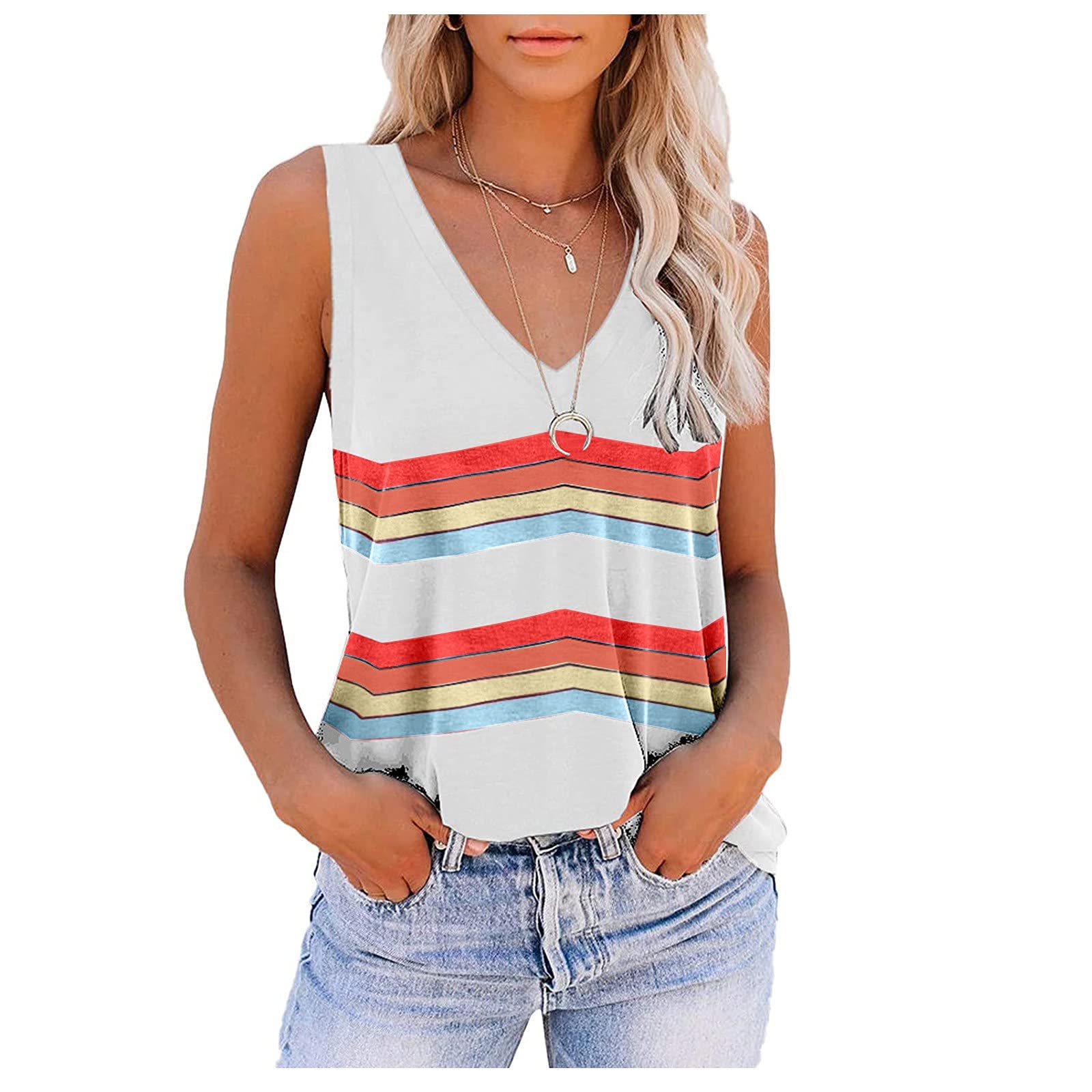 Women's Summer Tops Clearance - Patriotic American Flag Graphic Tank Tops for Women | Casual Wear, Beach Outfits & 4th of July Celebrations
