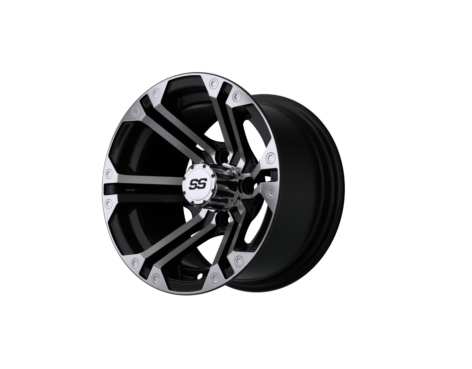 GTW 12 Inch Golf Cart Wheels & Tires Combo Set of 4 - Machined Black Specter Wheels with 215/35-12 Mamba Street Tires | Premium Golf Cart Accessories for Smooth Rides on Courses & Neighborhood Streets
