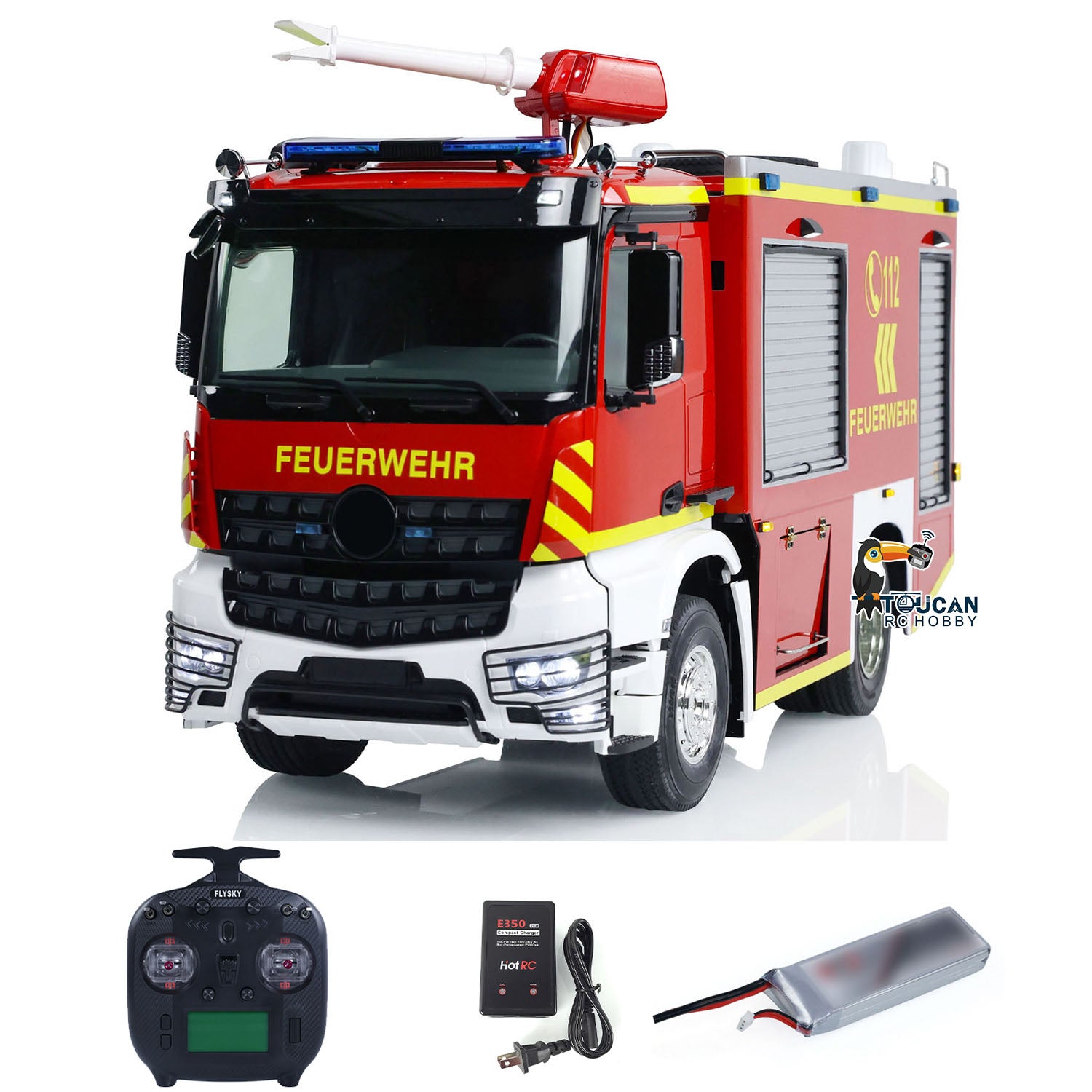 1/14 Scale RC Fire Fighting Truck - 4x2 Electric Remote Control Fire Vehicle with Water Spray - Assembled & Painted Model Toy for Kids & Collectors - Perfect for Playtime, Emergency Simulation & Display