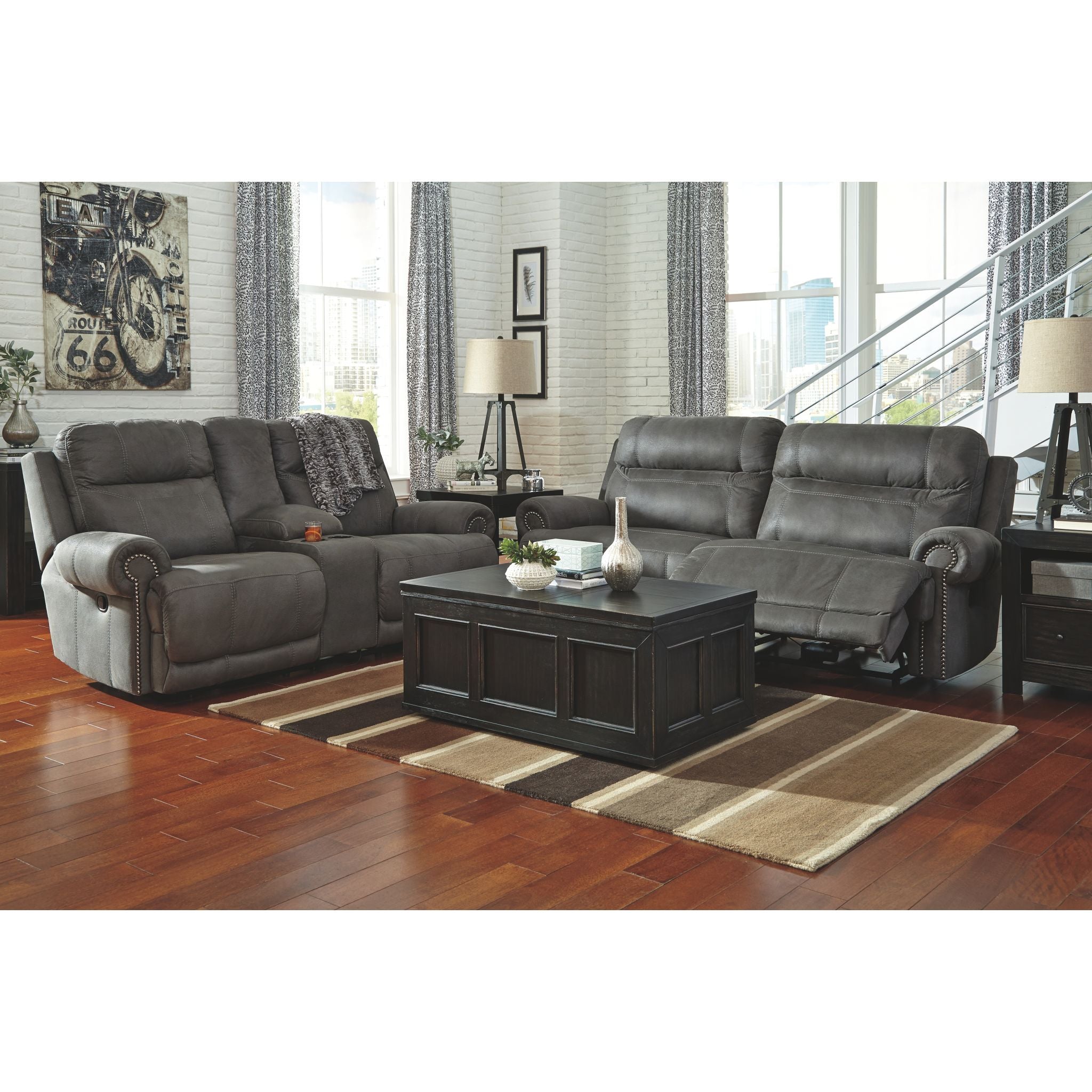 Stylish Austere Reclining Sofa in Gray - Modern Comfort for Living Room, Home Theater & Lounge Spaces