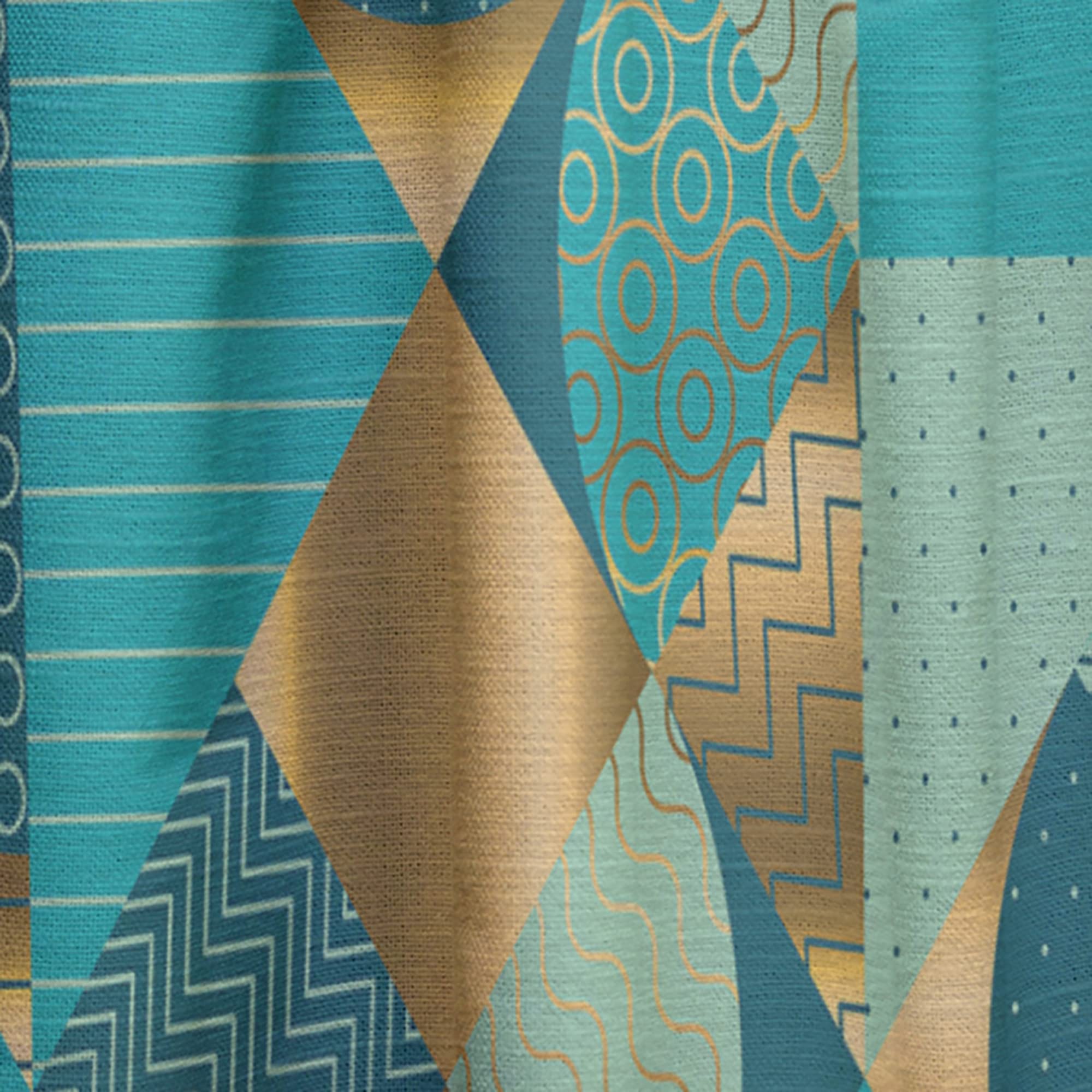 Gold and Blue Dynamics II Thermal Insulated Curtains - Single Panel 52x84 Inches - Elegant Window Treatments for Bedroom & Living Room - Perfect for Energy Saving & Light Blocking