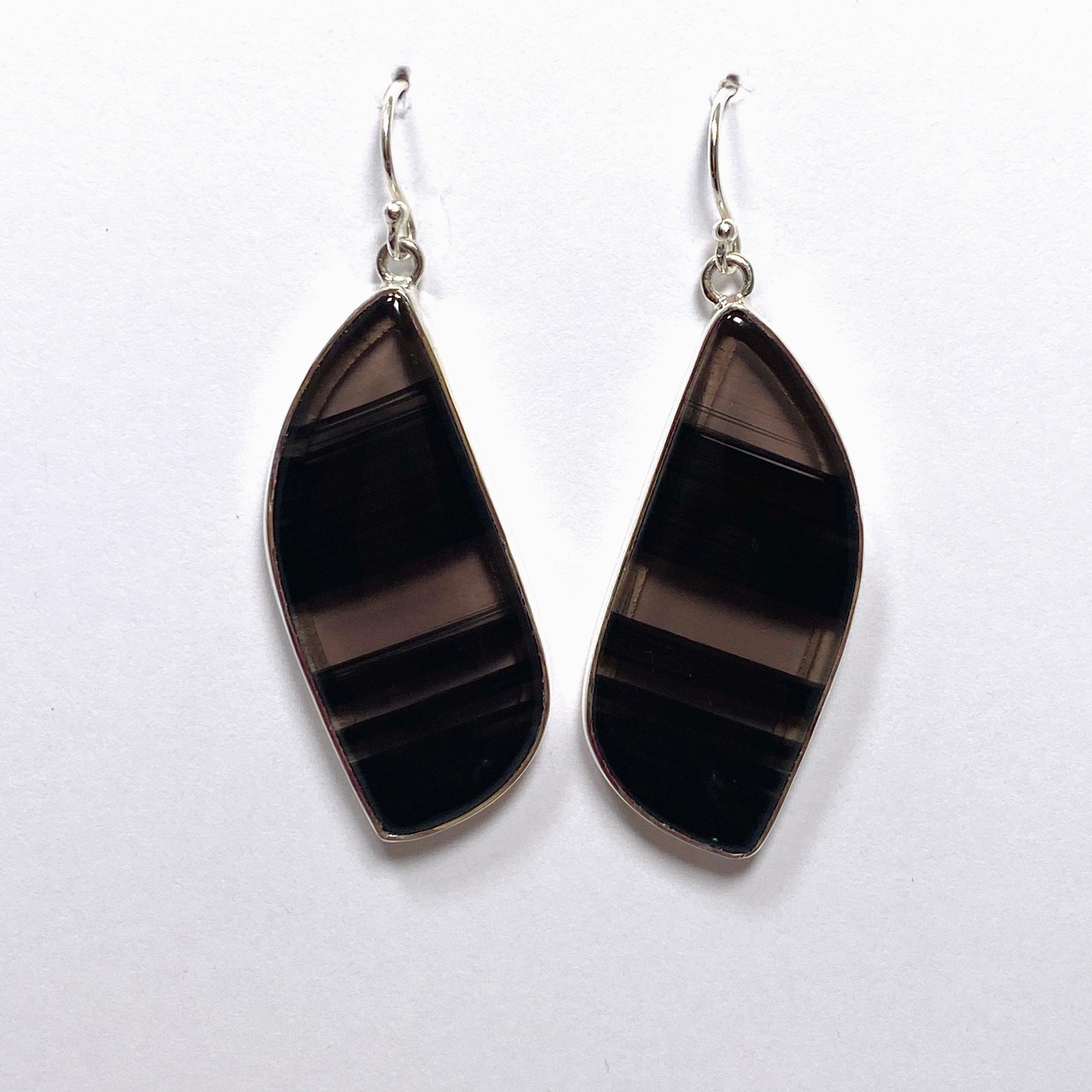 Midnight Obsidian Freeform Earrings KEGJ1501 - Handmade Dangle Earrings for Women, Boho Chic Jewelry for Party & Evening Wear