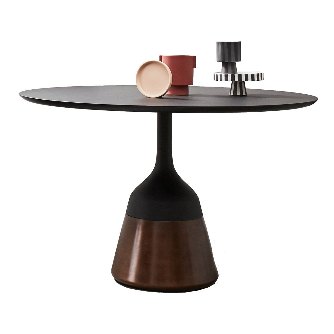 Modern Round Coin Dining Table - Elegant Metal Base & Tempered Glass Top for Kitchen, Dining Room, or Breakfast Nook - Perfect for Small Spaces & Contemporary Home Decor