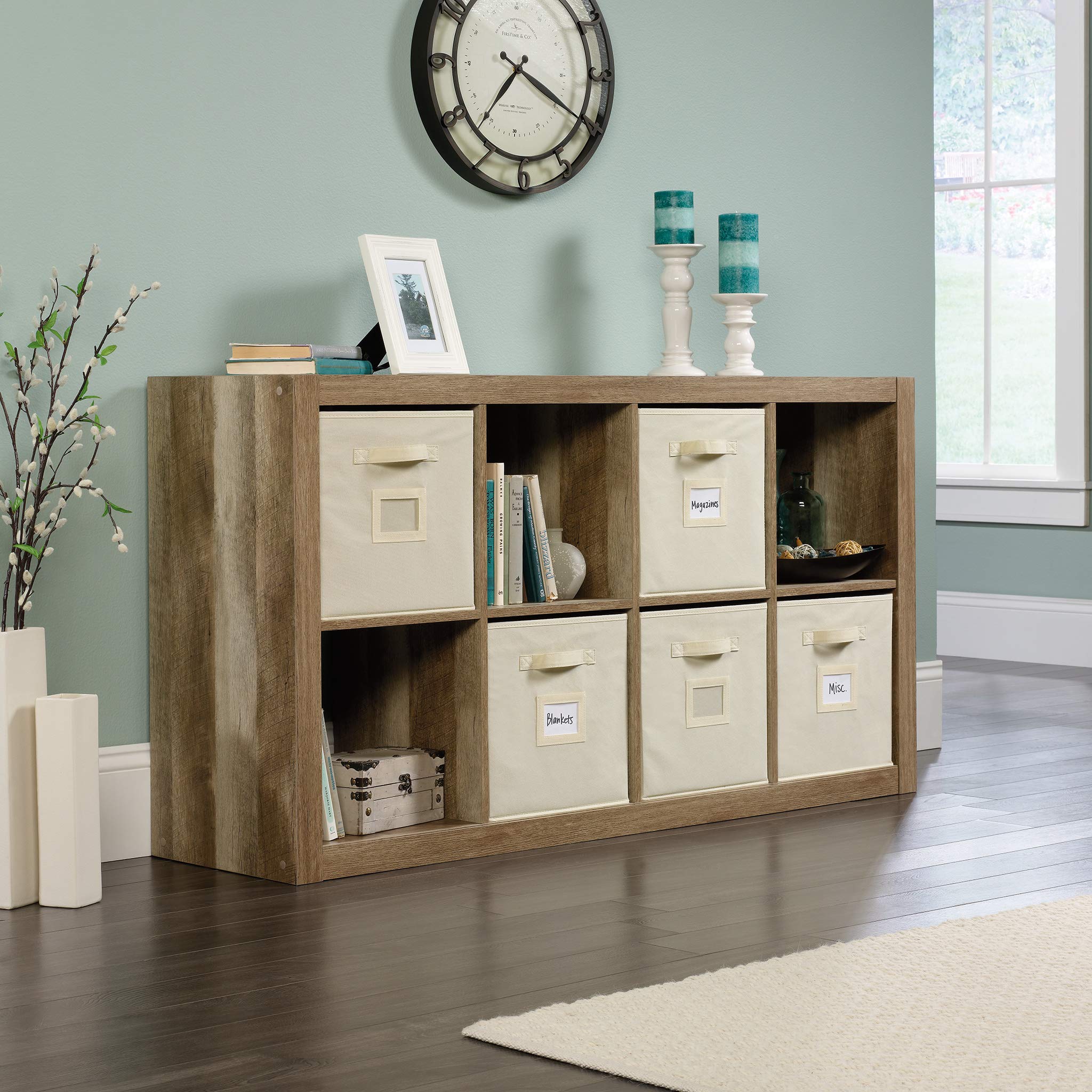 Sauder Stow-Away 8-Cube Organizer - Versatile Storage Shelf for Home & Office - Cube Bookshelf with Lintel Oak Finish - Perfect for Living Room, Bedroom, or Kids Room Organization
