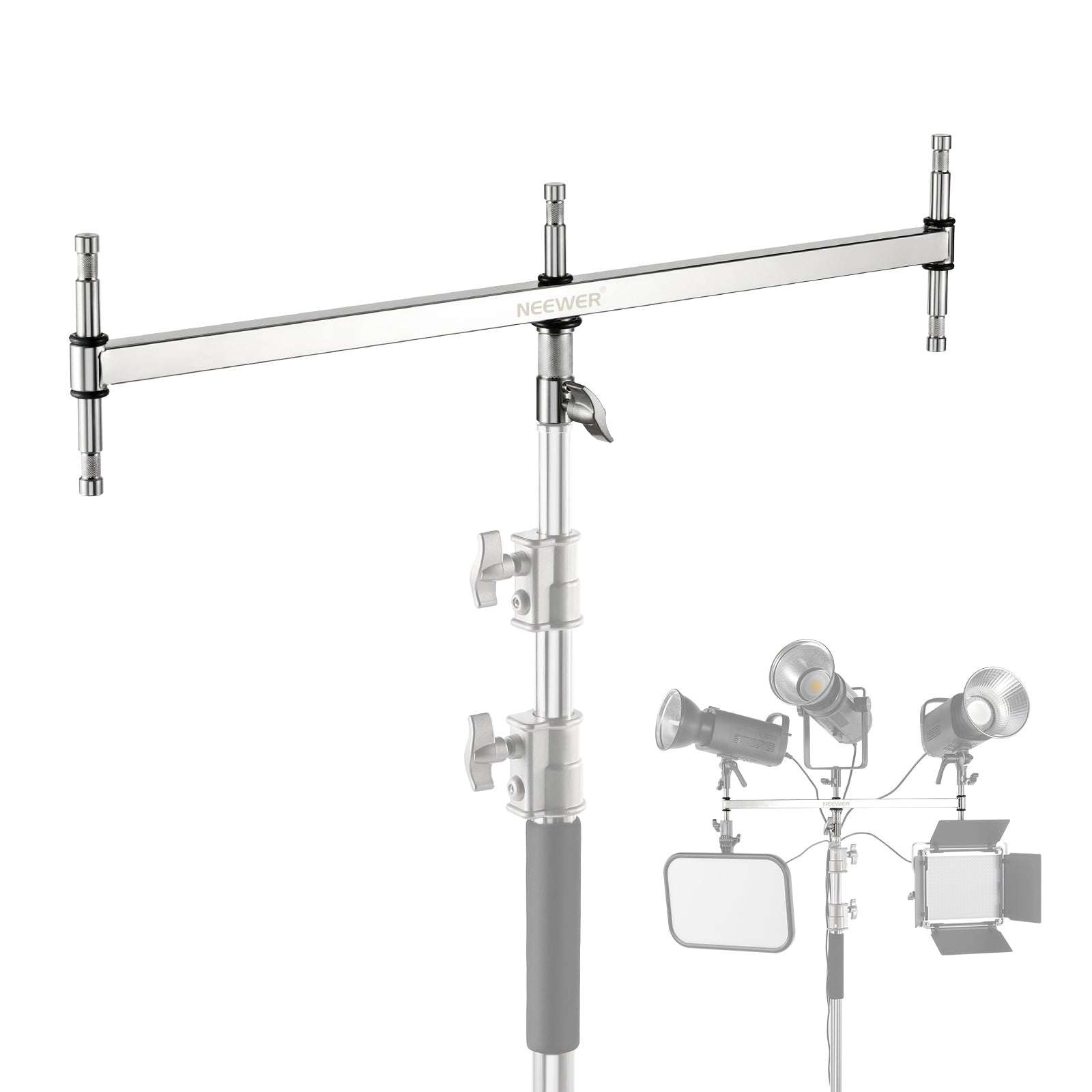 NEEWER UA005 Professional Triple Header Boom Arm for Baby Photography - Perfect for Newborn, Infant, and Toddler Photo Shoots in Studio or Home