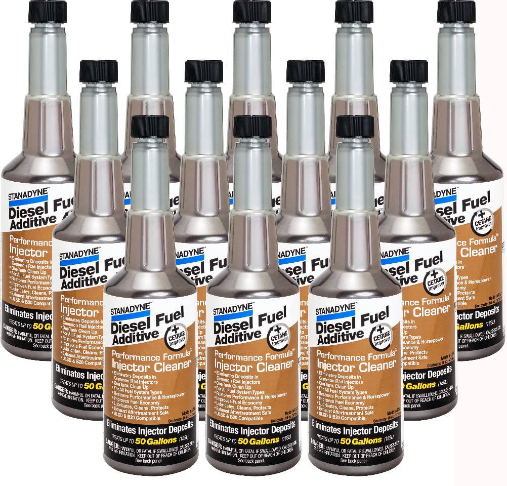 Stanadyne Performance Formula Diesel Injector Cleaner - 12 Pack (16oz Bottles) | Improves Fuel Efficiency & Engine Performance | Ideal for Trucks, Heavy-Duty Vehicles & Diesel Engines