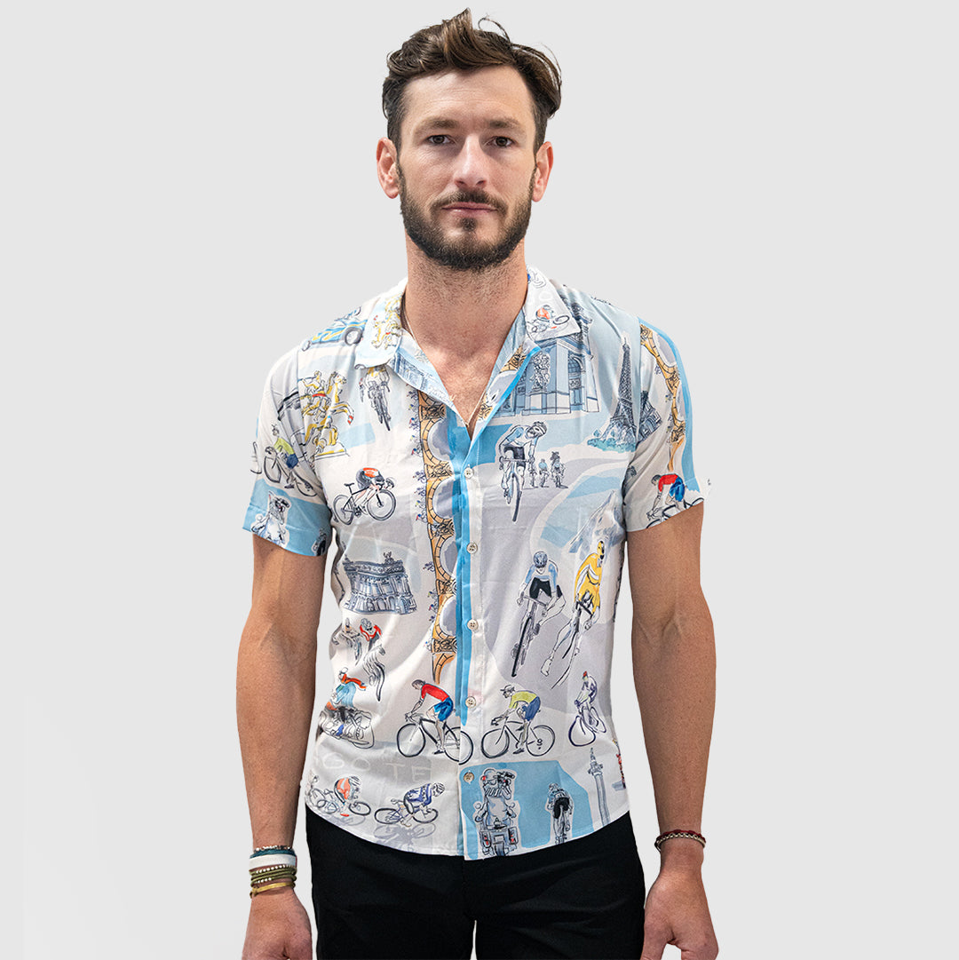 Stylish TDF Resort Shirt for Men - Comfortable Hawaiian Aloha Shirt with Short Sleeves - Perfect for Beach Vacation, Summer Parties & Tropical Getaways