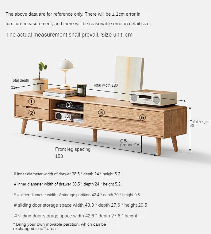 Solid Oak Wood TV Stand with Sliding Doors - Rustic Modern Entertainment Center for Living Room, Bedroom & Home Theater