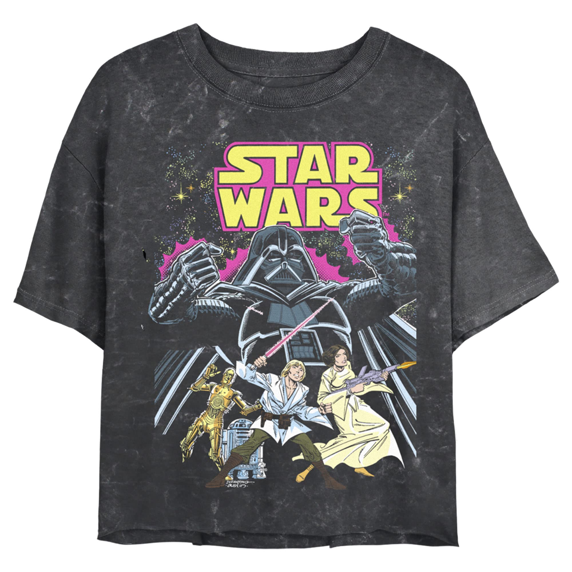 **Star Wars Comic Wars Women's Mineral Wash Short Sleeve Crop Tee – Vintage-Inspired Graphic T-Shirt for Casual Wear & Cosplay**