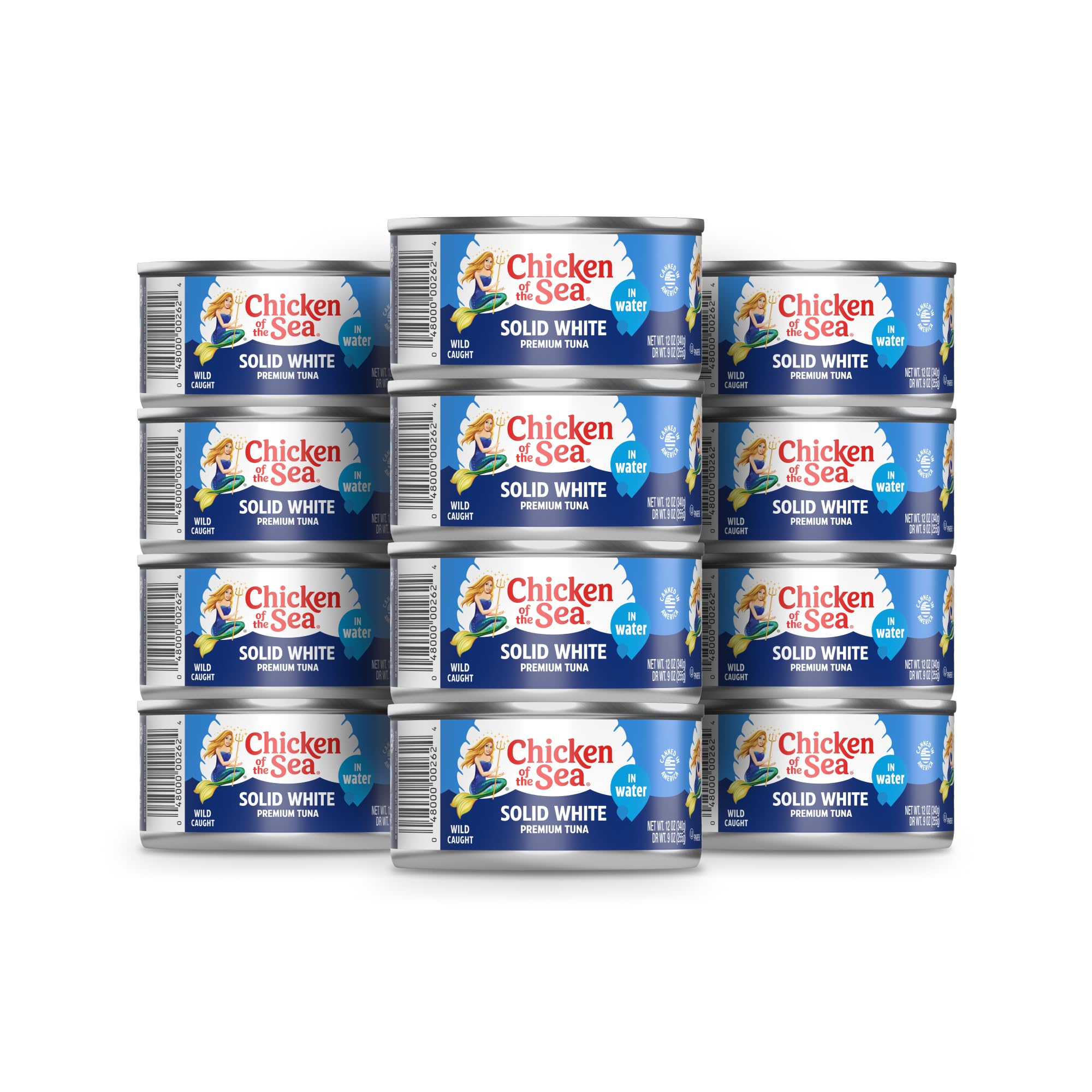 Premium Wild Caught Albacore Tuna in Water - Chicken of the Sea Solid White Tuna, 12 oz Can (Pack of 12) - Perfect for Salads, Sandwiches & Healthy Meal Prep