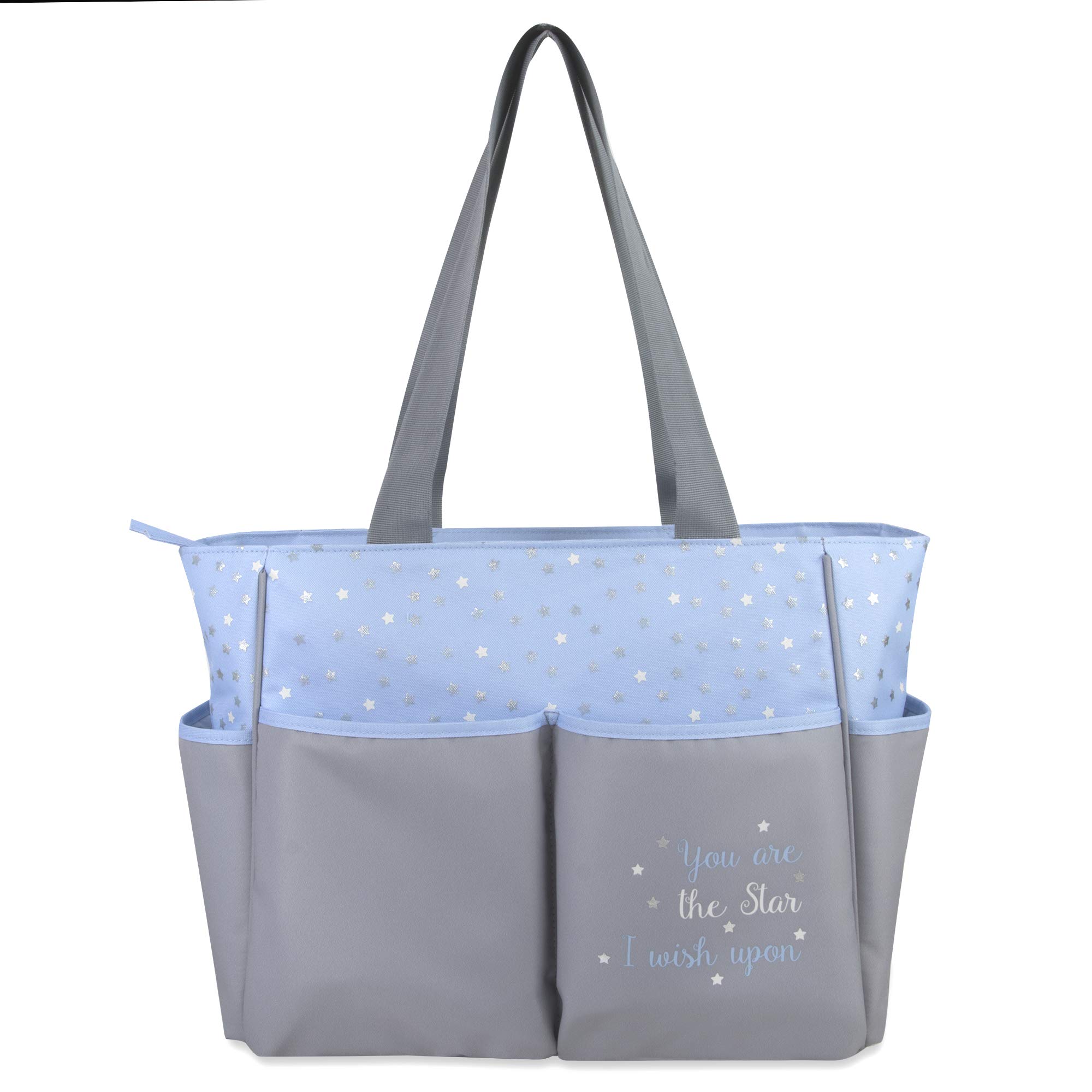 Baby Boys' 5-Piece Stars Diaper Bag Set - Blue, One Size | Newborn Essentials for Travel & Daily Use | Perfect for Diapers, Wipes & Baby Care Items