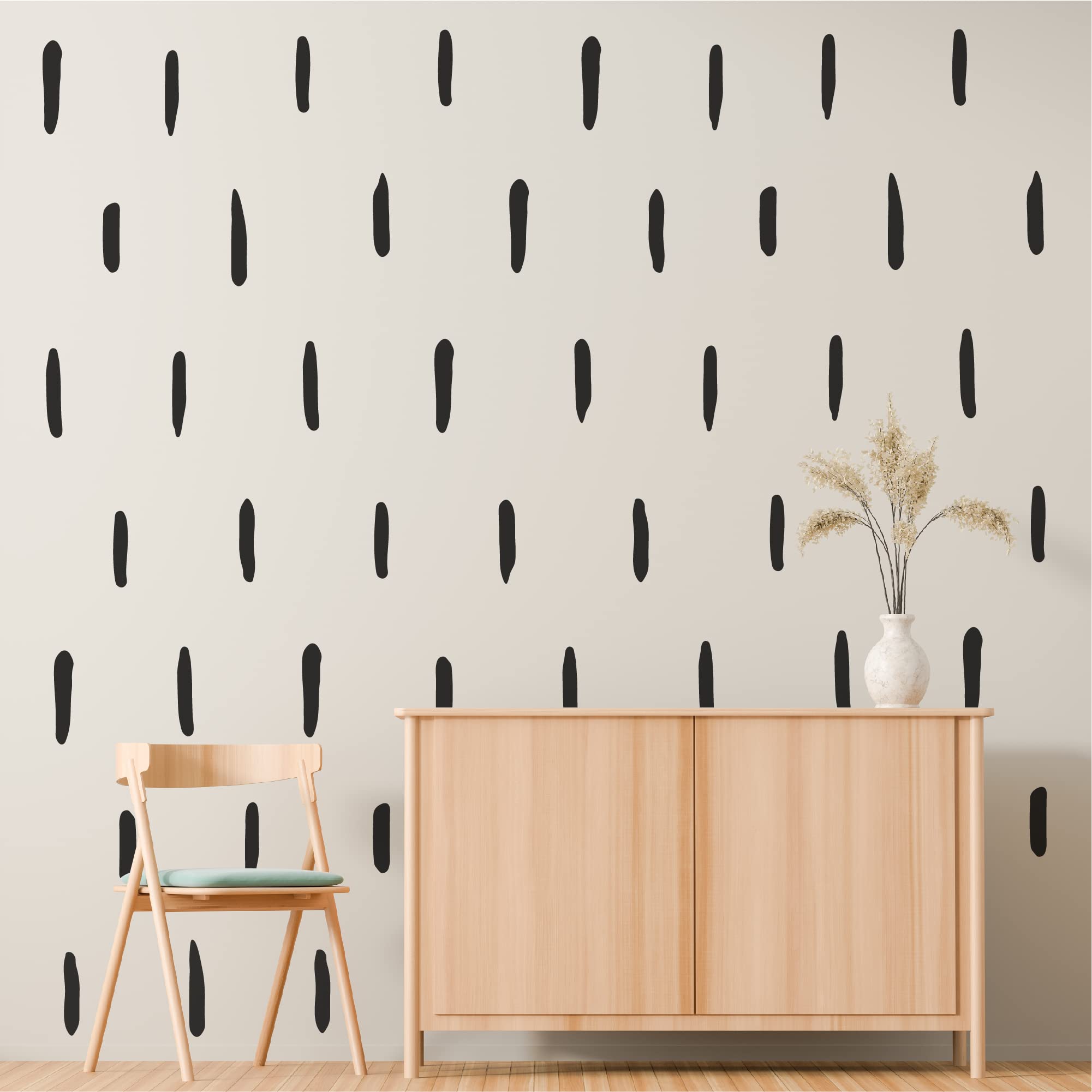 Black Thick Irregular Line Vinyl Abstract Wall Decals - Peel and Stick Modern Boho Stickers (Set of 120) for Nursery, Bedroom, Living Room & Farmhouse Decor | Perfect for Kids Rooms, Home Offices & Accent Walls