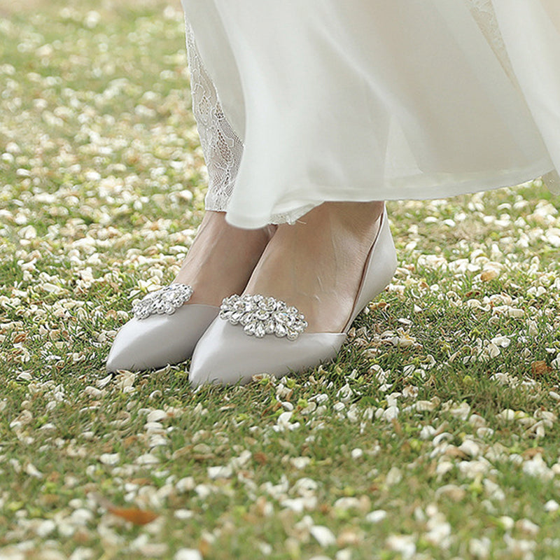 1 Pair Oval Rhinestone Detachable Wedding Shoe Buckles - Elegant Bridal Accessories for Wedding, Prom & Special Occasions