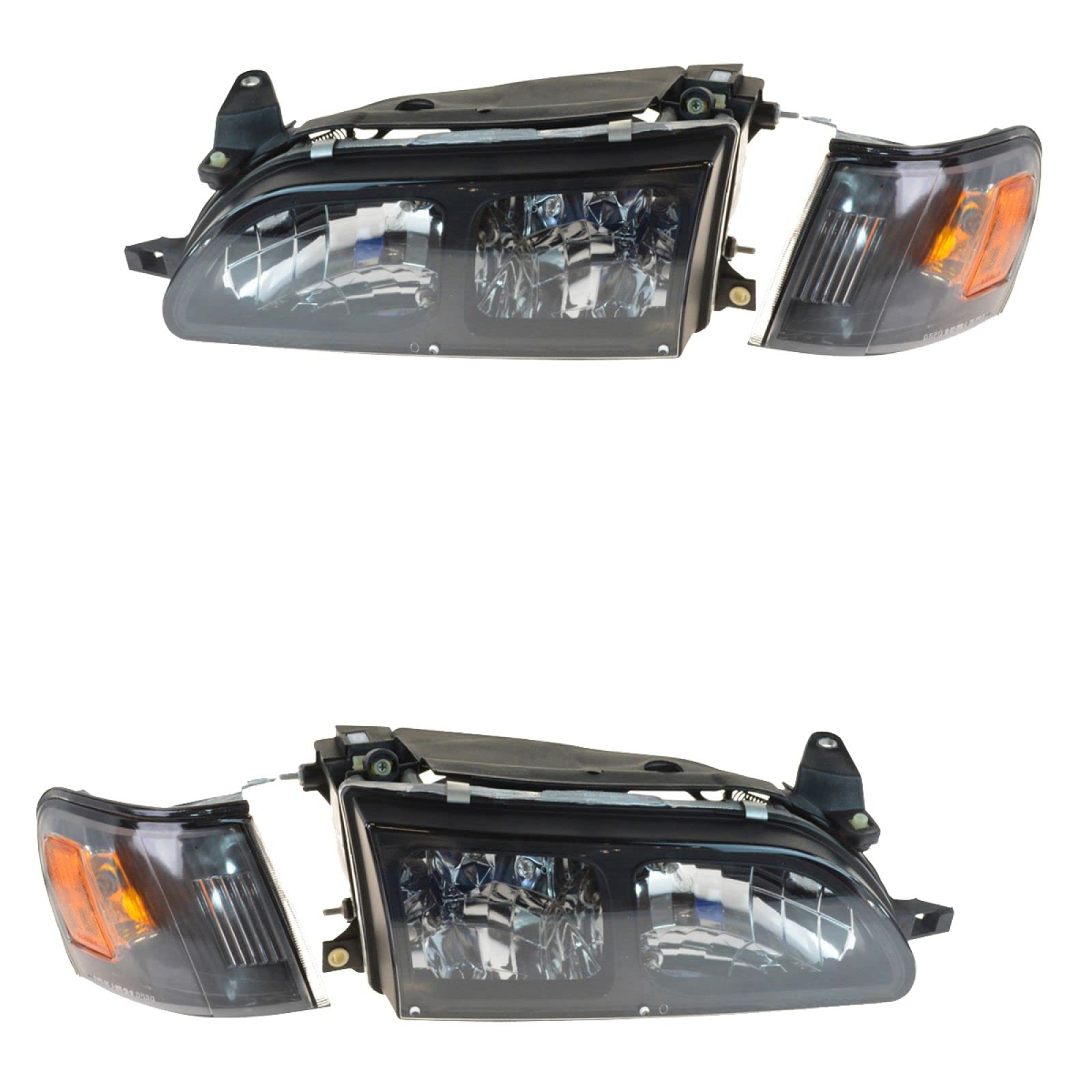 1A Auto Performance Euro Crystal Style Headlights & Corner Lights Pair - Compatible with 1993-1997 Toyota Corolla | Improved Night Visibility & Stylish Upgrade for Daily Driving & Car Enthusiasts