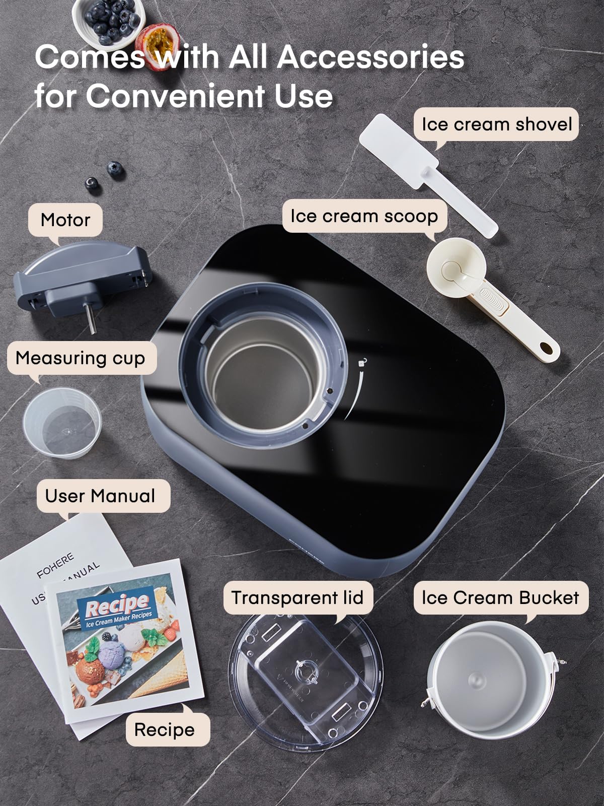 1.2-Quart Automatic Ice Cream Maker with Compressor - No Pre-Freezing, 4 Modes, LCD Display & Timer - Perfect for Homemade Gelato, Frozen Yogurt, Sorbet - Ideal for Parties, Family Gatherings, and Summer Treats