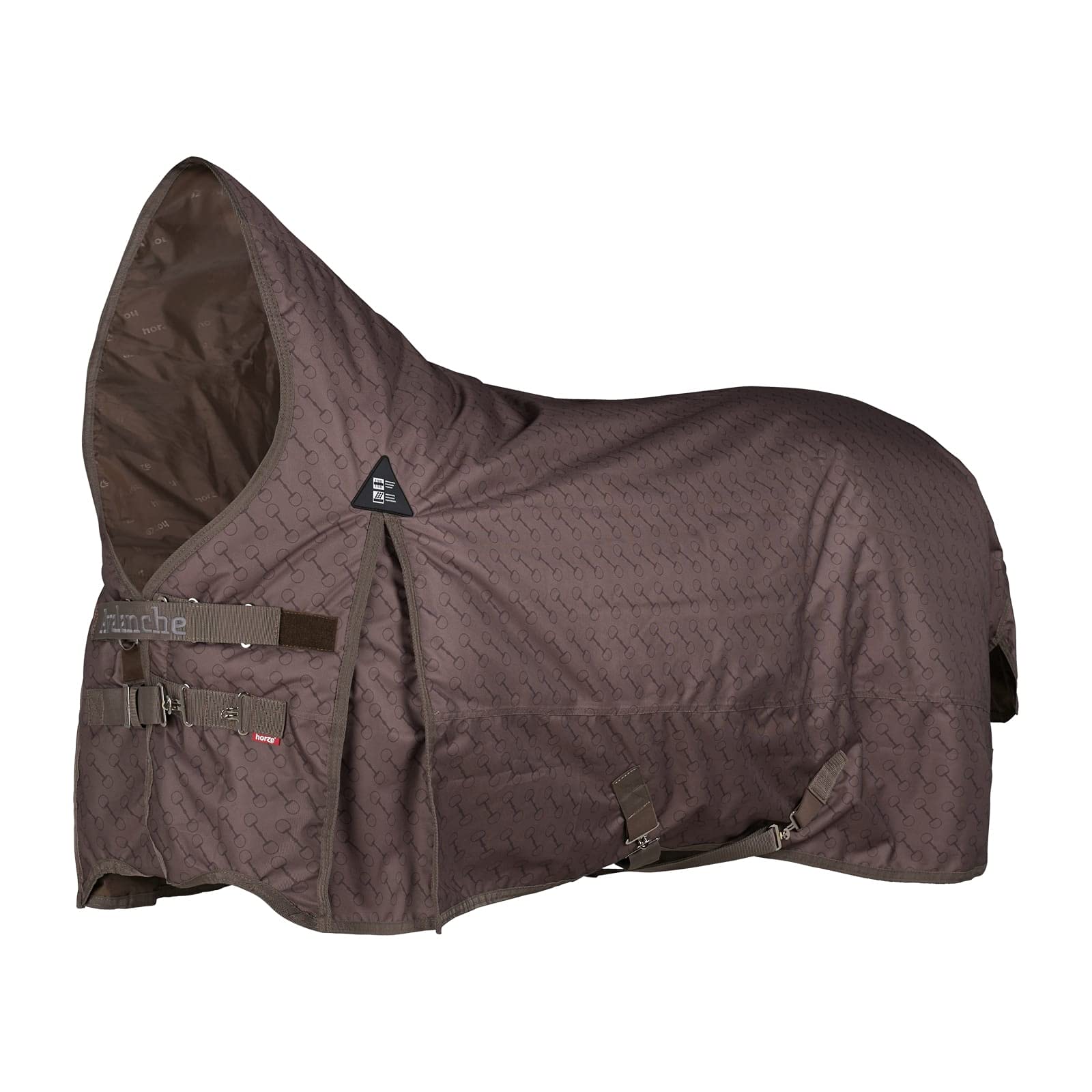 HORZE Avalanche 1200D Ripstop High Neck Heavy Weight Waterproof Horse Turnout Blanket (300g Fill) - Chocolate Chip Brown/Dark Brown - 75 in - Winter Stable Blanket for Cold Weather Horse Protection