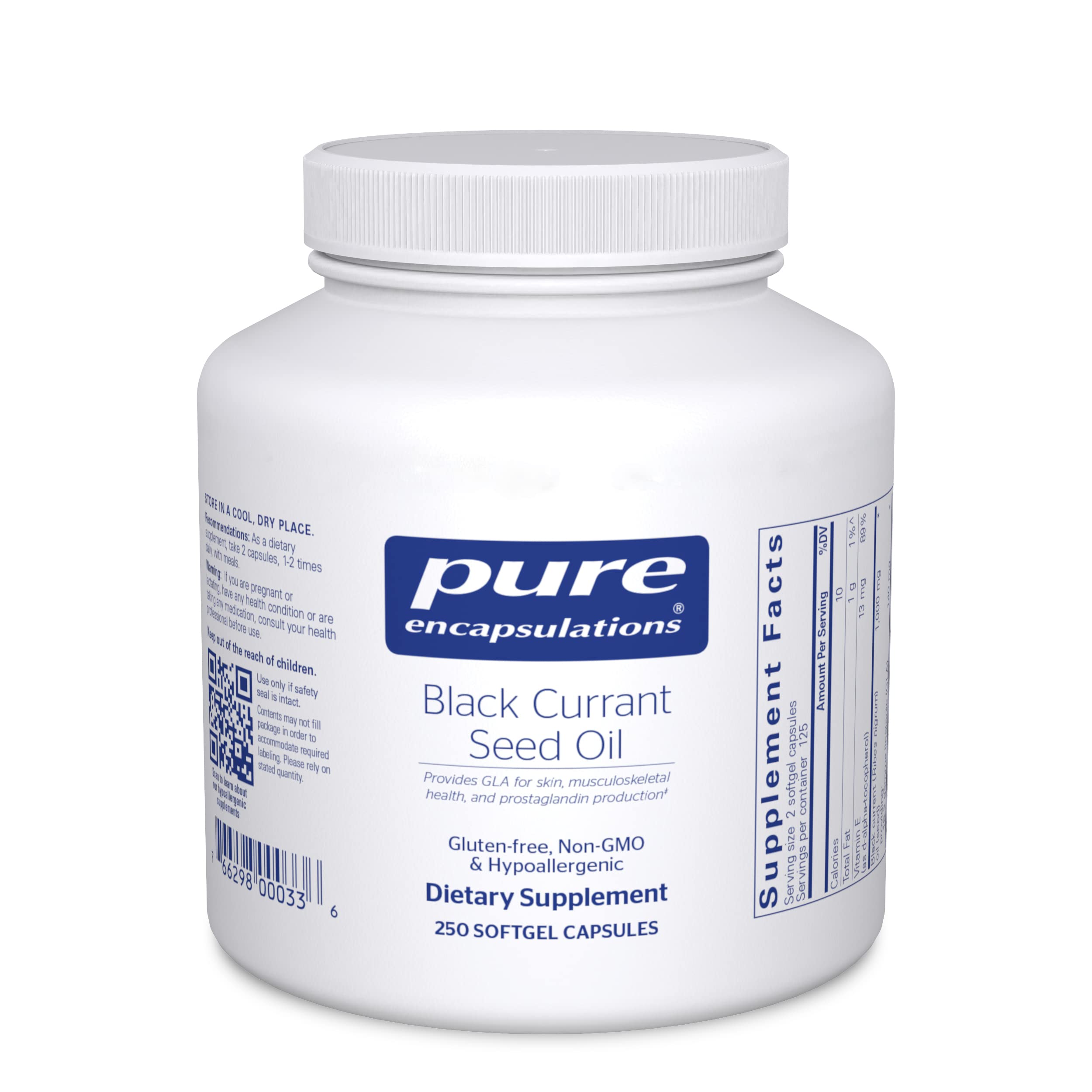 Pure Encapsulations Black Currant Seed Oil 250 Softgels - Hypoallergenic Dietary Supplement for Immune Support & Skin Health - Ideal for Daily Wellness Routine & Antioxidant Boost