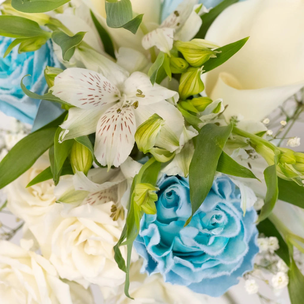 Blue Fuzzy Rose Bouquet Bar Kit - Artificial Floral Centerpiece for Weddings, Home Decor & Party Decorations - Perfect for Valentine's Day, Anniversary & Romantic Gifts