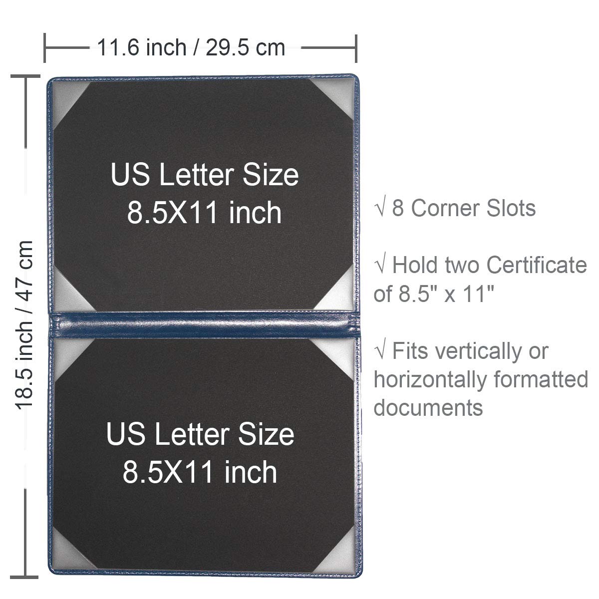 20 Pack Navy Blue Leather Diploma Covers - 8.5 x 11 Customizable Certificate Holders with Padded Protection for Graduation, Awards & Professional Documents | Perfect for School Ceremonies, Office Presentations & Wall Displays