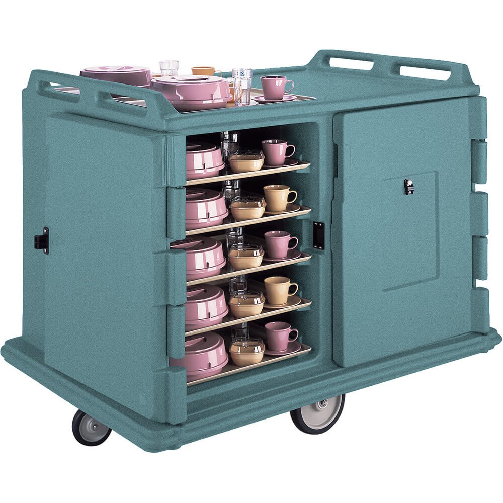 Stainless Steel Meal Delivery Cart with 2 Doors & 2 Compartments - Low Profile Design Holds 20 (14
