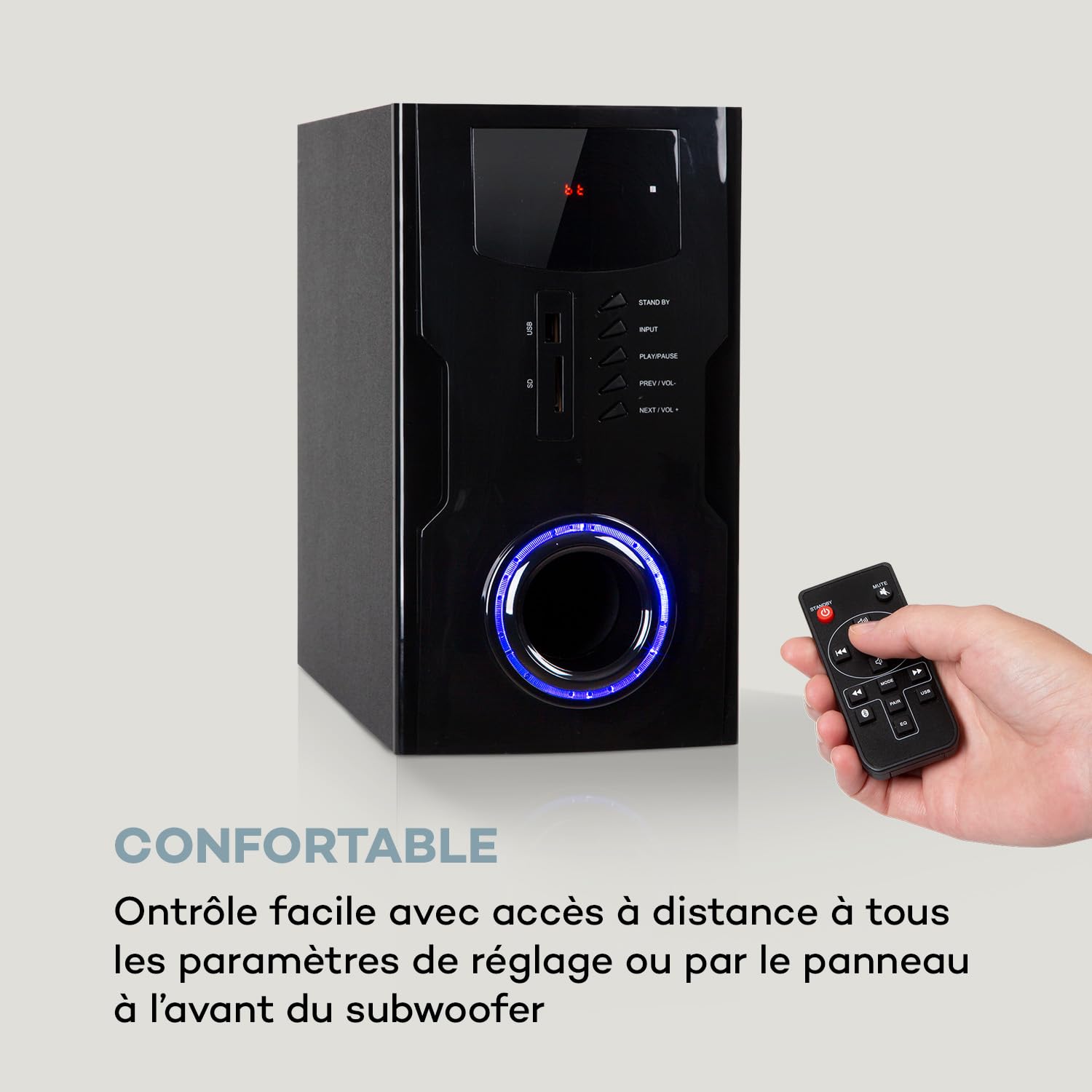 AUNA Areal Nobility 5.1 Surround Sound System - 120W RMS Home Theater with 35W Subwoofer, Bluetooth 3.0, USB/SD Ports & AUX-in - Black | Perfect for Movie Nights, Gaming & Music Listening