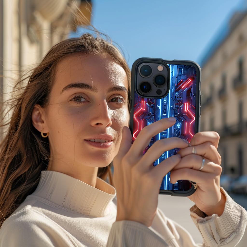 FAYSEN LED Light Up Phone Case for iPhone 15 Pro Max - Glowing Circuit Flowers Design, Luminous Protective Cover with Stardust Theme | Perfect for Night Out, Parties, Concerts & Special Events