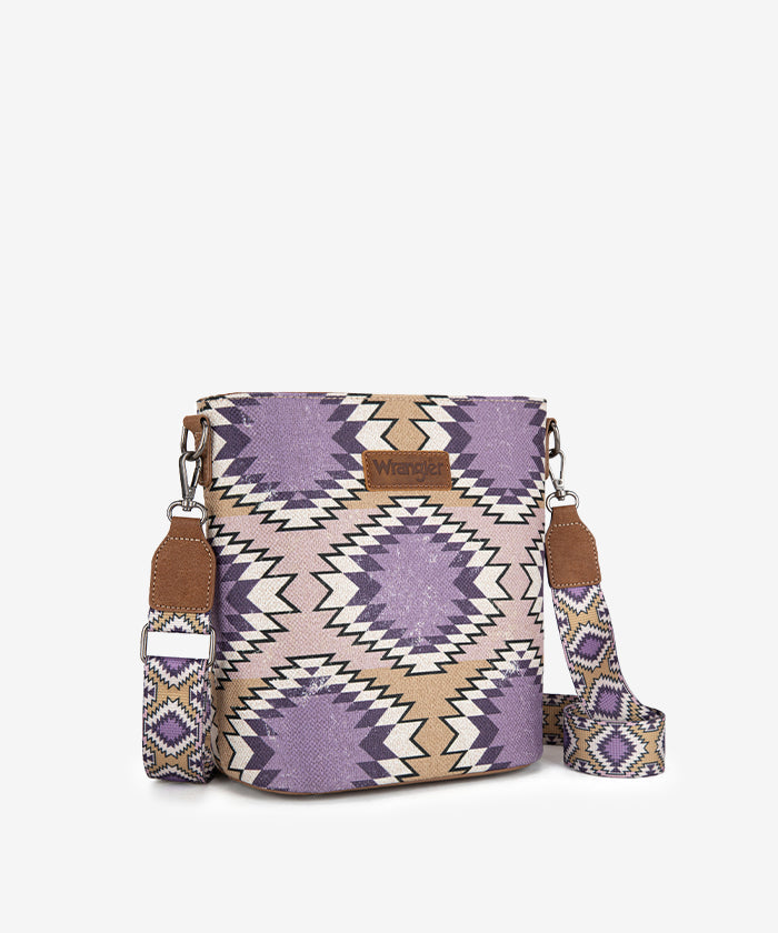 Wrangler Dual-Sided Print Canvas Shoulder Bag for Men & Women - Stylish Crossbody Purse for Travel, Work, and Everyday Use