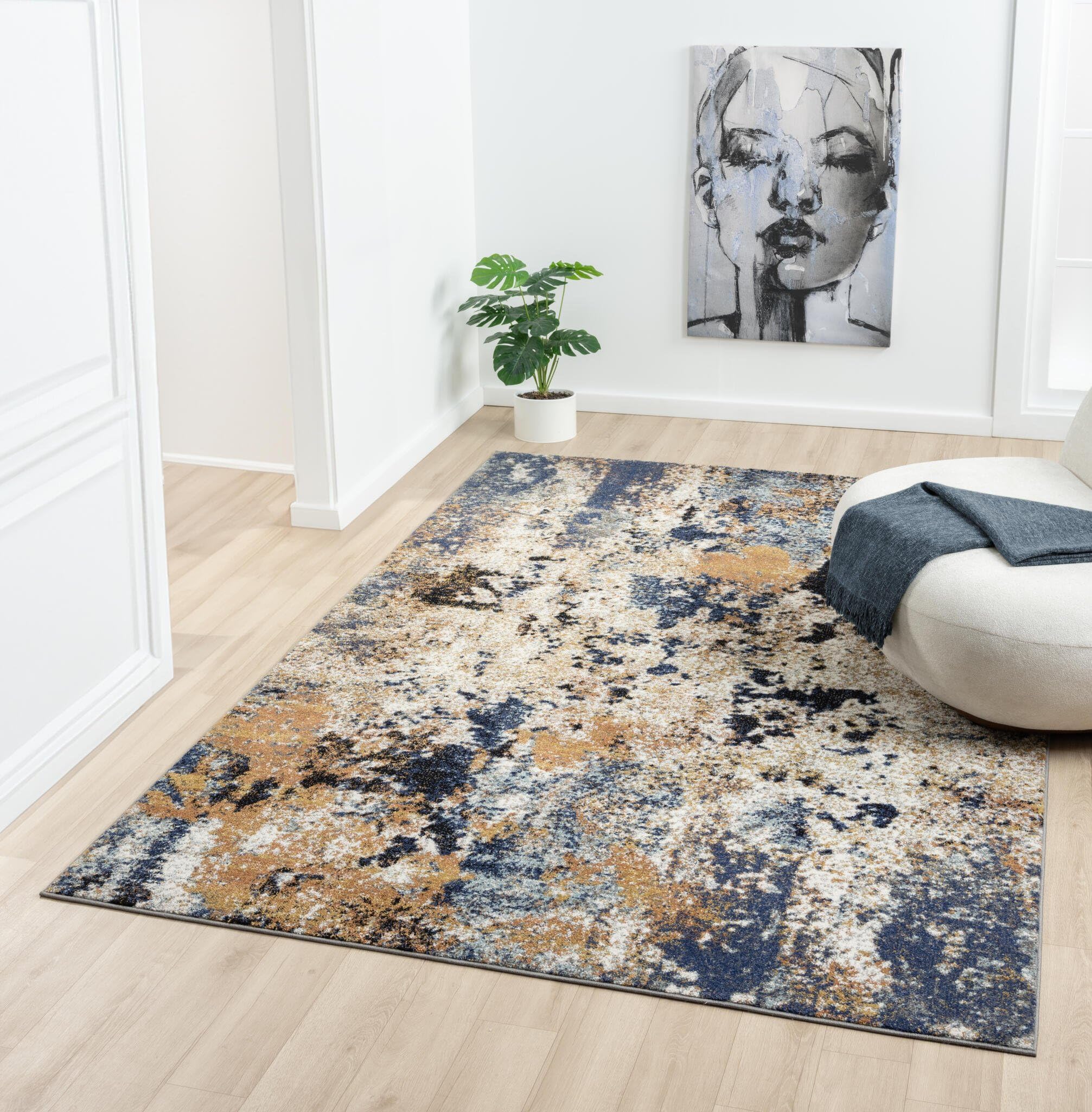 Keen Home Abstract Area Rug 6x9 Feet - Non-Shedding Modern Rug for Kitchen, Living Room, Bedroom, Dining & Entryway - 5'11