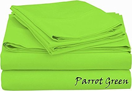 Premium 500-Thread-Count 100% Egyptian Cotton Bed Sheet Set - 4-Piece Full XL Size in Parrot Green | Single-Ply Long-Staple Yarns, Sateen Weave | Deep Pocket Fits Mattress Up to 24 Inches | Luxury Soft & Breathable Bedding for All Seasons | Perfect for Master Bedroom, Guest Room & Vacation Homes